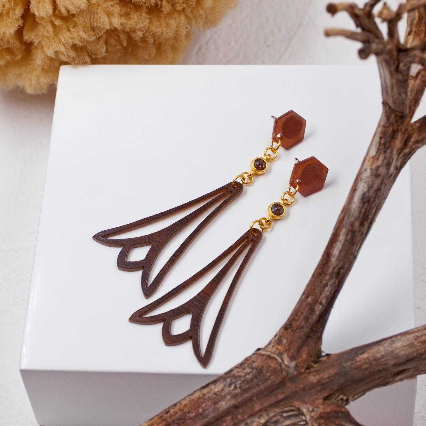 Plexiglass Wood Effect Earrings — Earrings from Toolittle — additional view 3