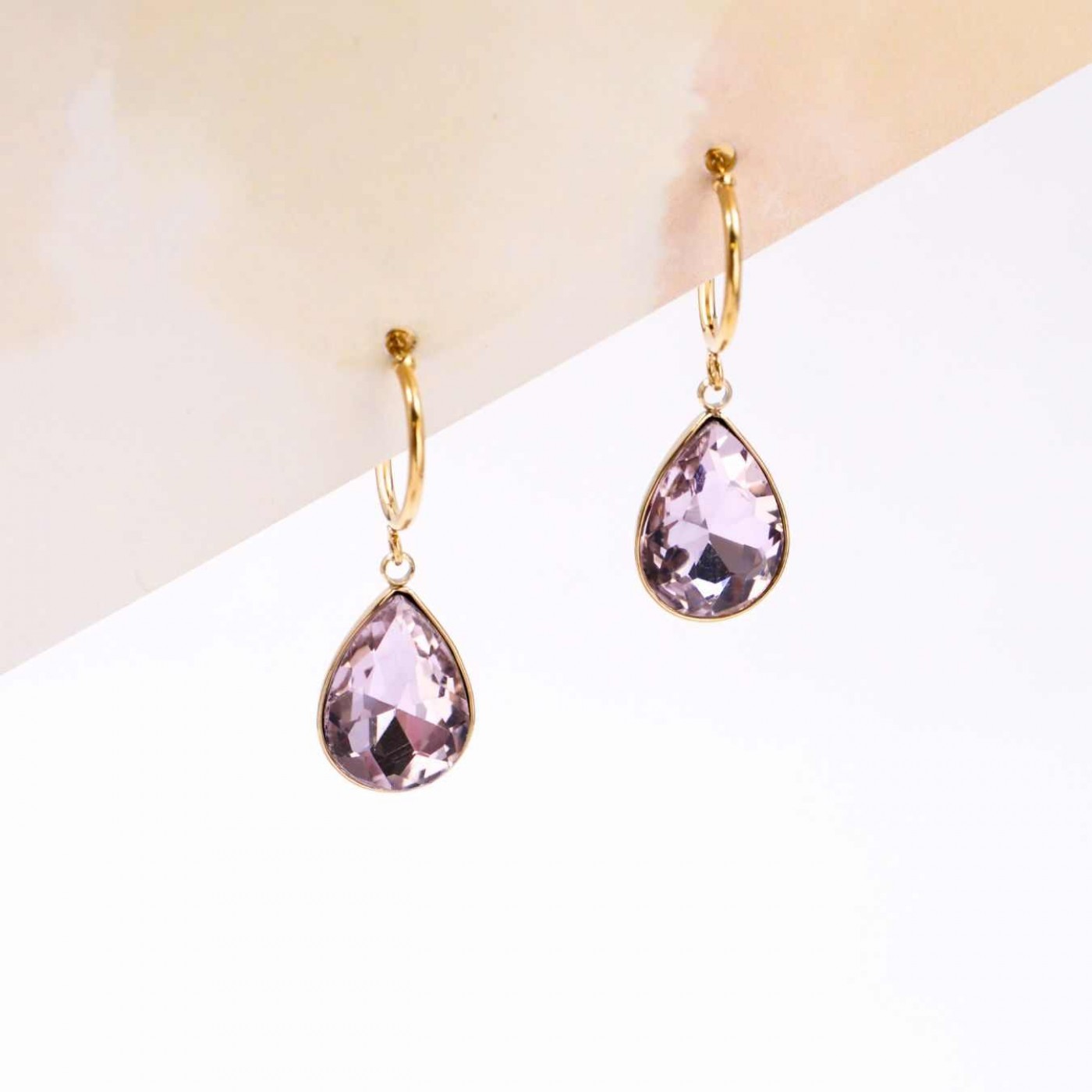 Teardrop Earrings - Gold Plated Steel & Crystals — Earrings from Toolittle — additional view 4