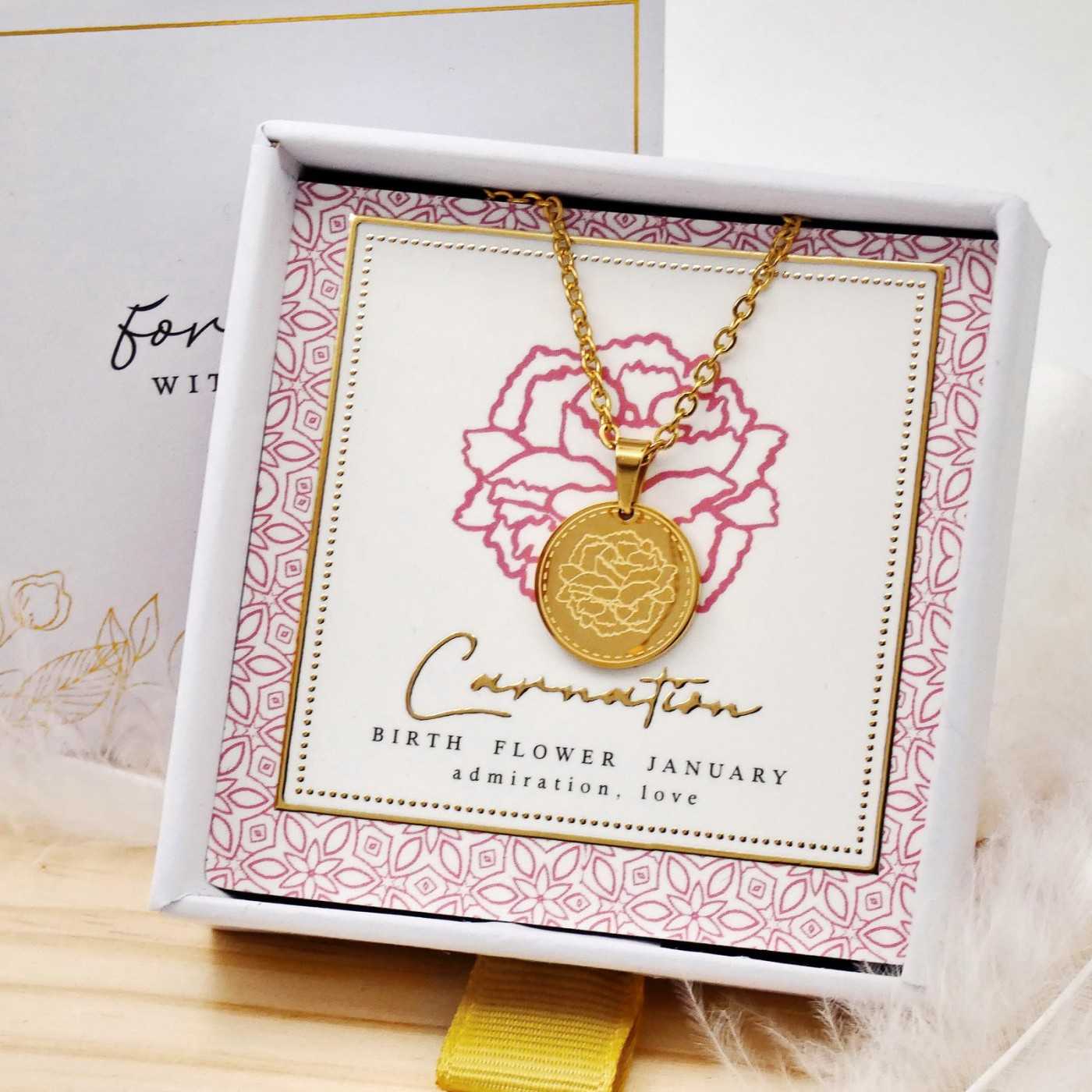 Birth Flower Necklace- Carnation for January — Necklaces from Toolittle — additional view 10