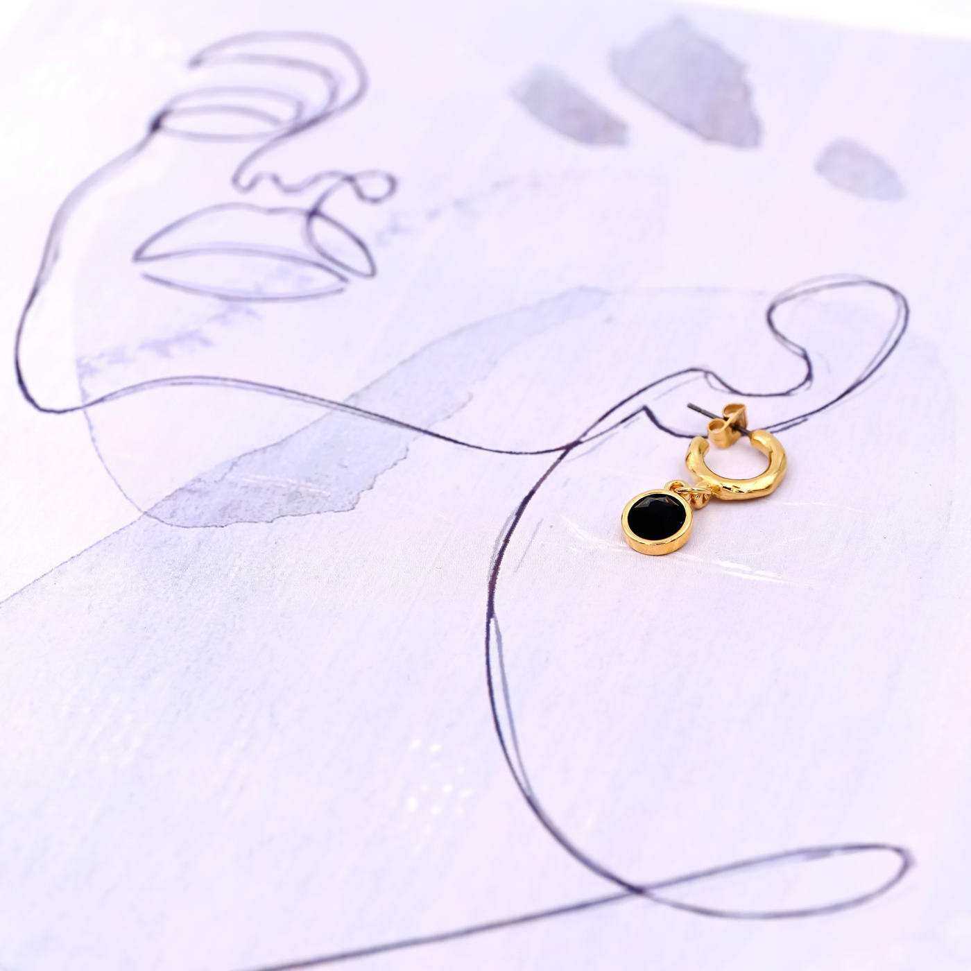 Gold-plated hoop earrings with crystals — Earrings from Toolittle — additional view 5
