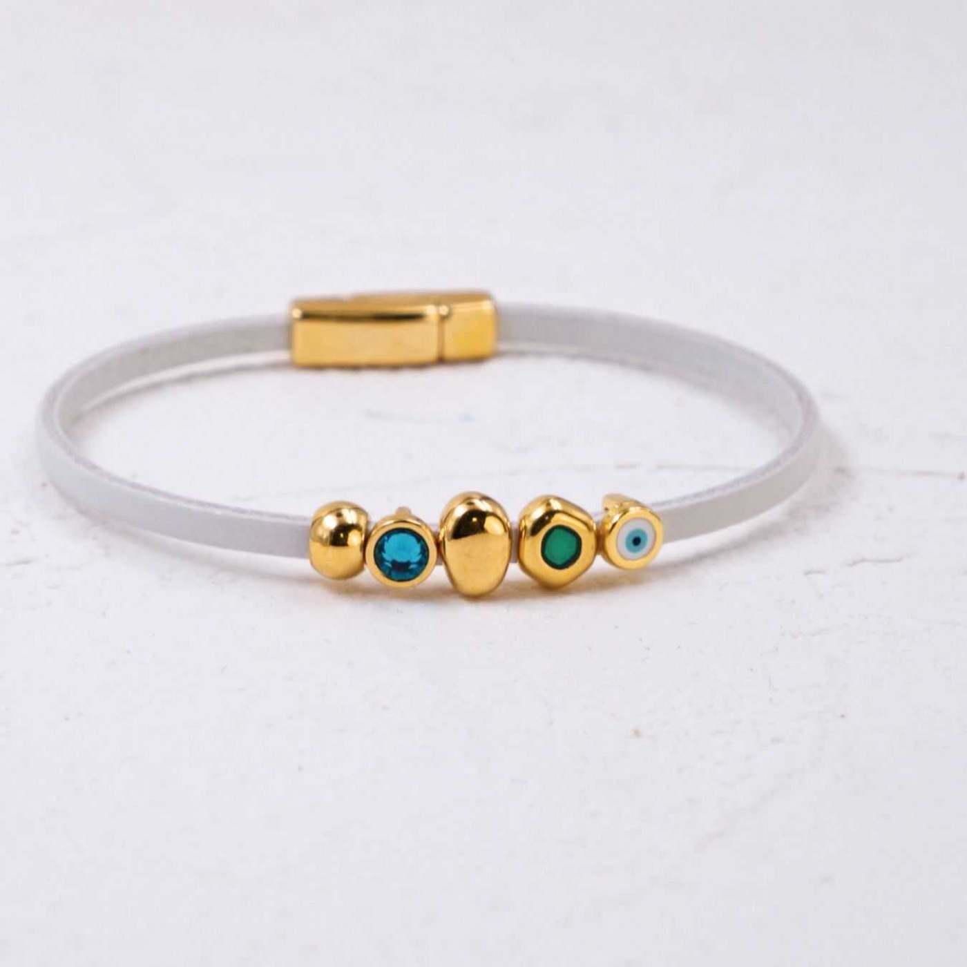 Evil Eye & Crystals Leather Bracelet | Handmade — Bracelets from Toolittle — additional view 3