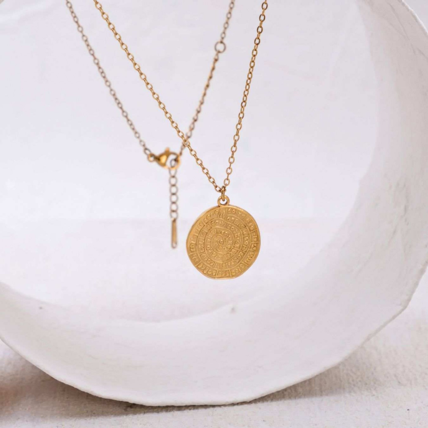 Stainless Steel Jewelry: Handmade Necklace - Phaistos Disc — Necklaces from Toolittle — additional view 5