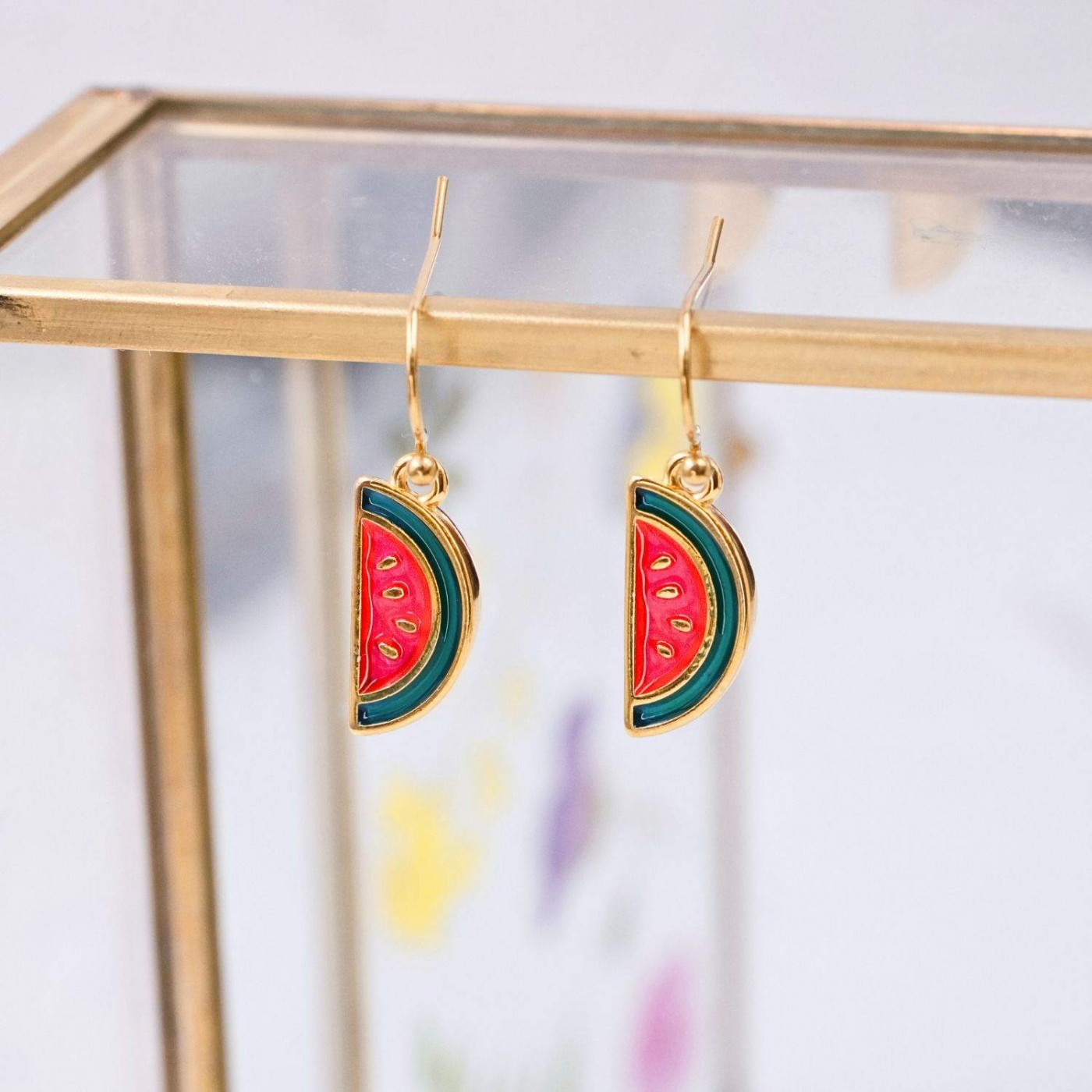 Watermelon Gold-plated Earrings — Earrings from Toolittle — additional view 4