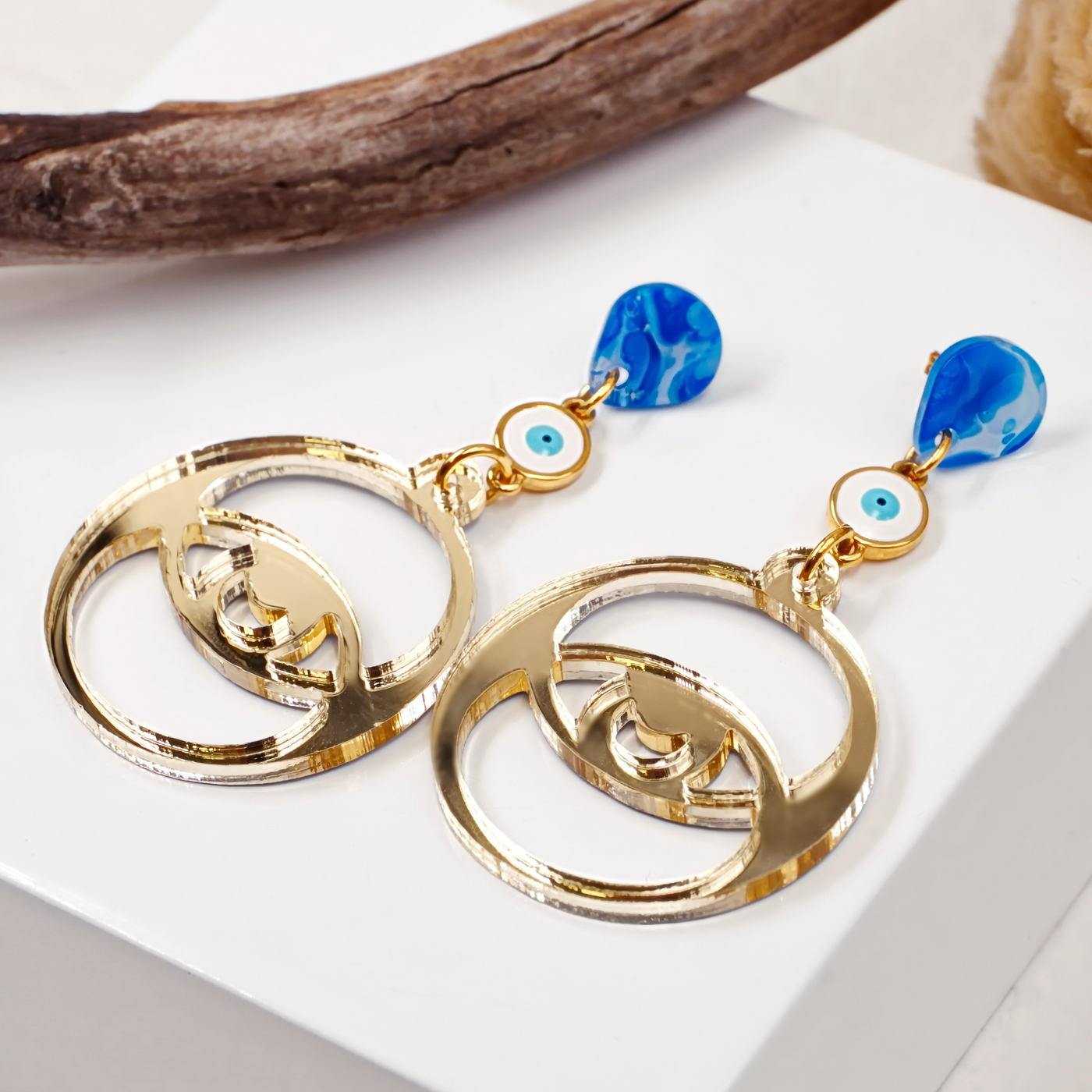 Santorini Evil Eye Mirror Earrings — Earrings from Toolittle — additional view 3