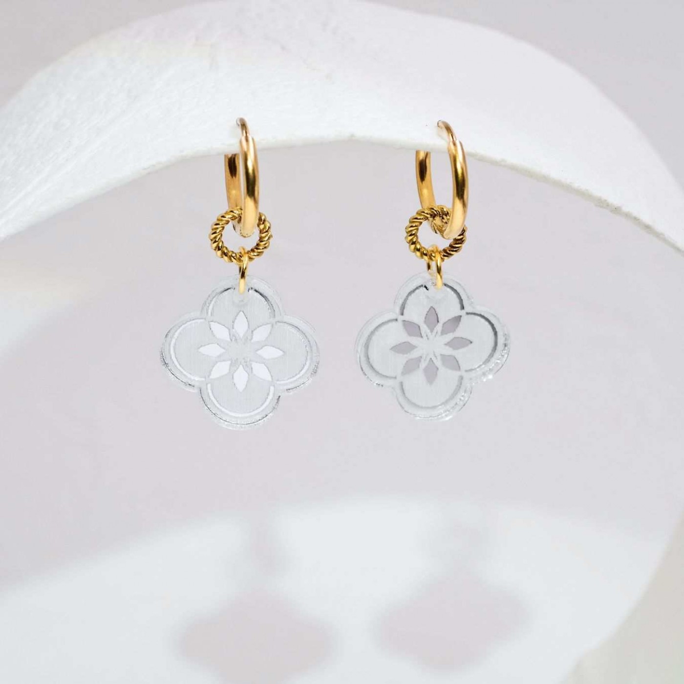 Plexiglass Flower Hoop Earrings — Earrings from Toolittle — additional view 2