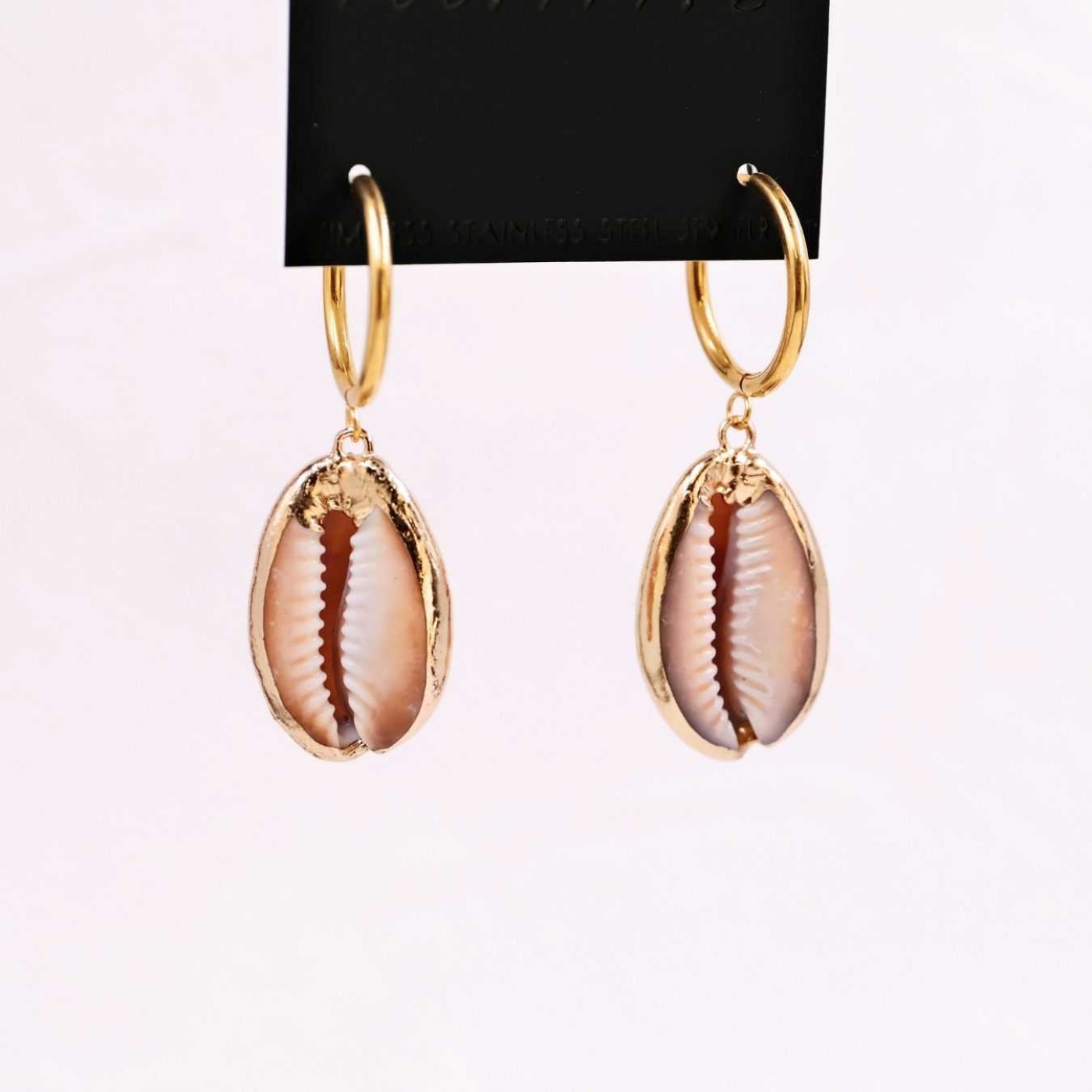 Stainless Steel | Cowrie Shells Hoop Earrings — Earrings from Toolittle — additional view 2