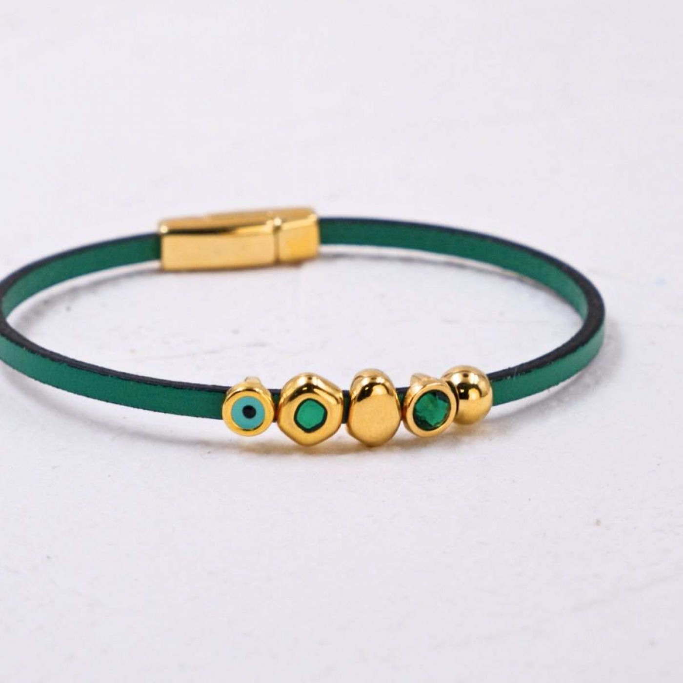 Evil Eye & Crystals Leather Bracelet | Handmade — Bracelets from Toolittle — additional view 3