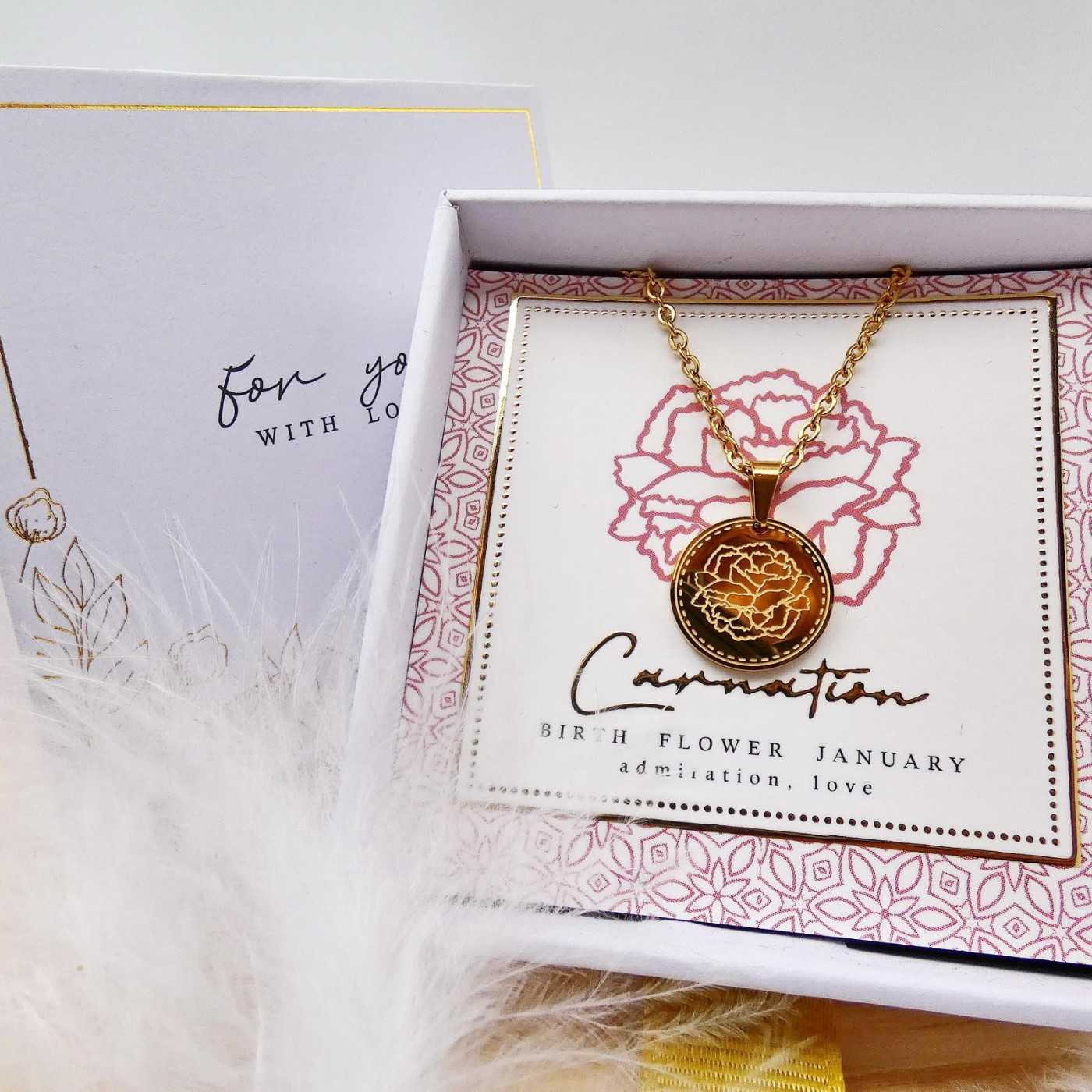 Birth Flower Necklace- Carnation for January — Necklaces from Toolittle — additional view 6