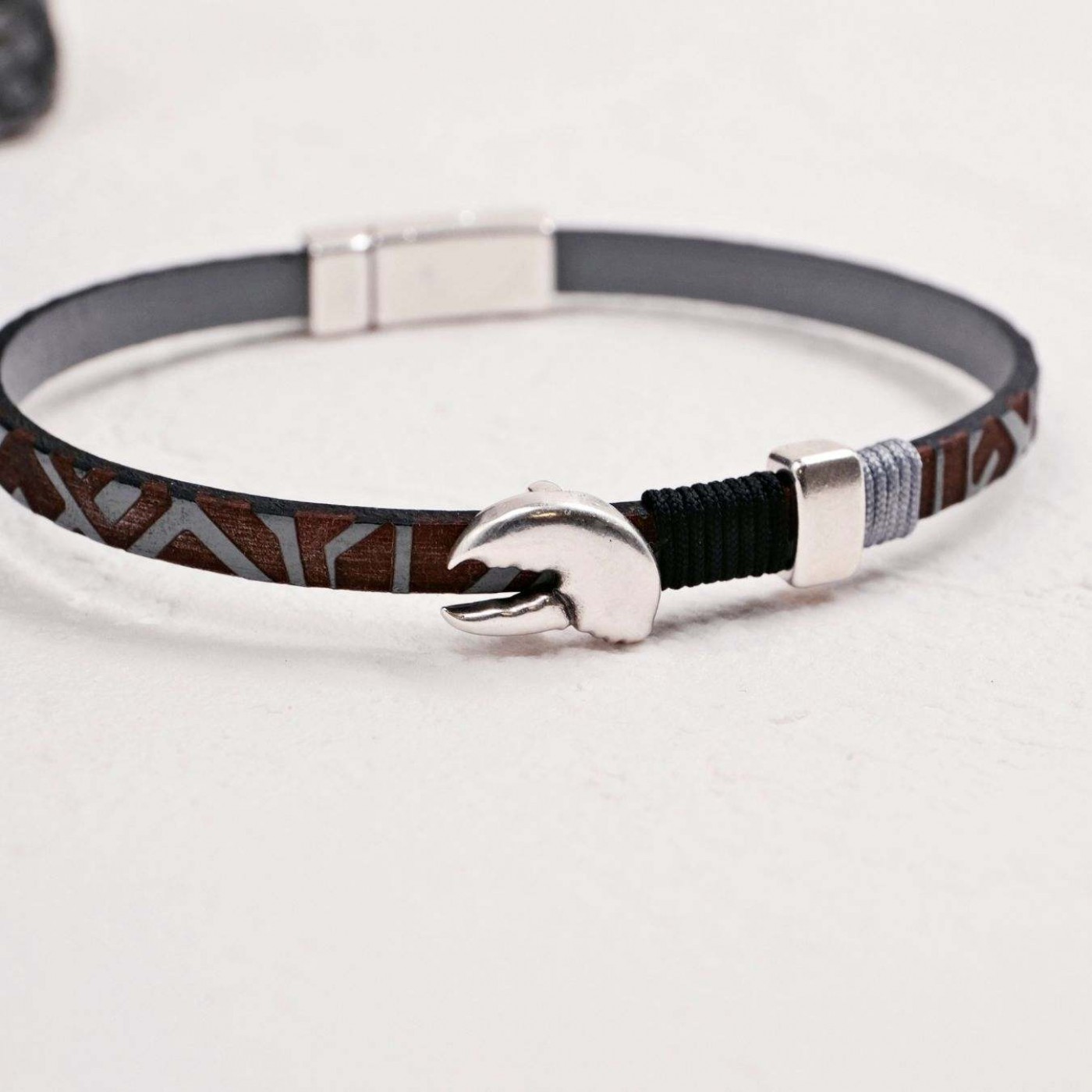 Crab Claw Men's Bracelet | Engraved Leather — Bracelets from Toolittle — additional view 3