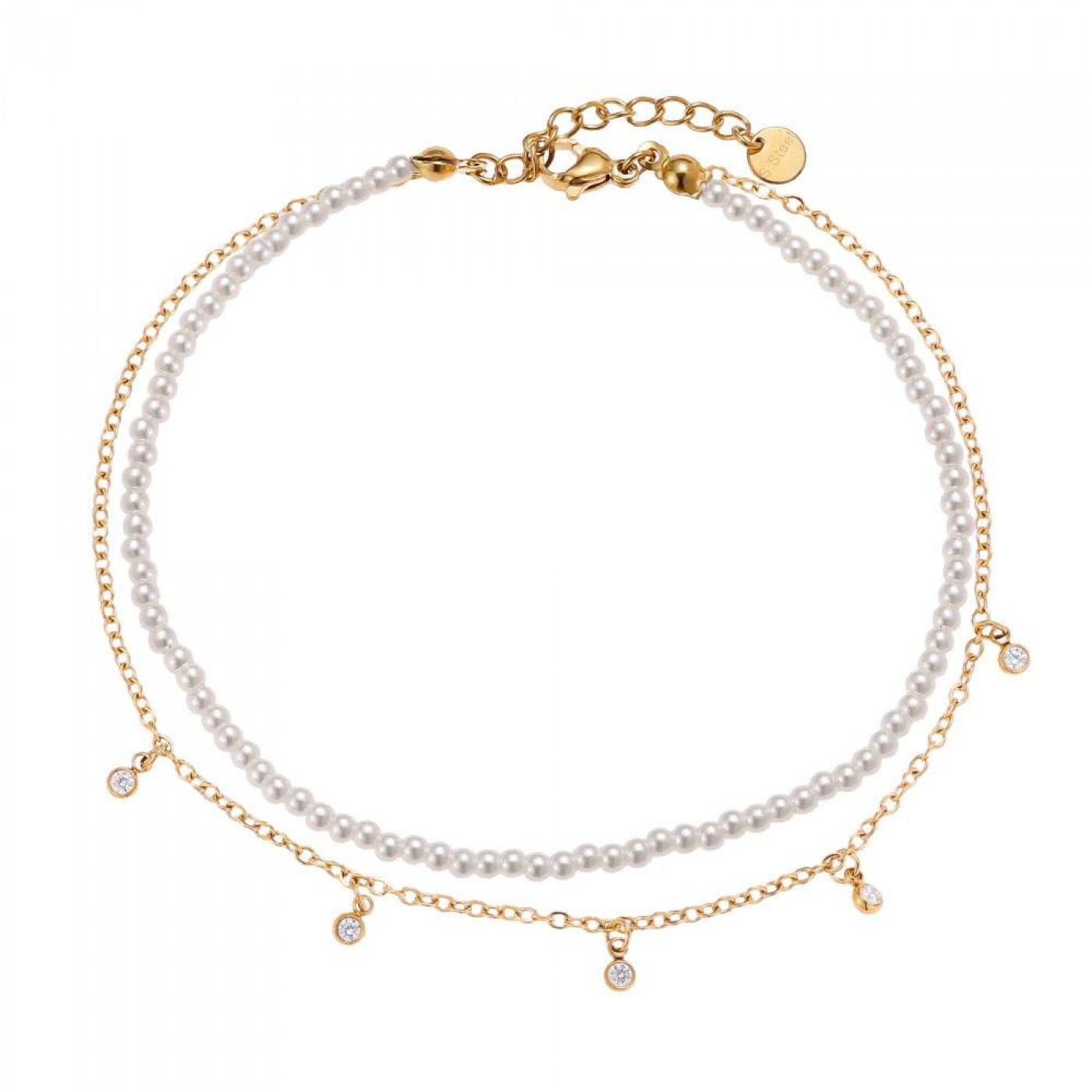 Layered Chain Anklet | Pearls & Crystals — Anklets from Toolittle — additional view 4