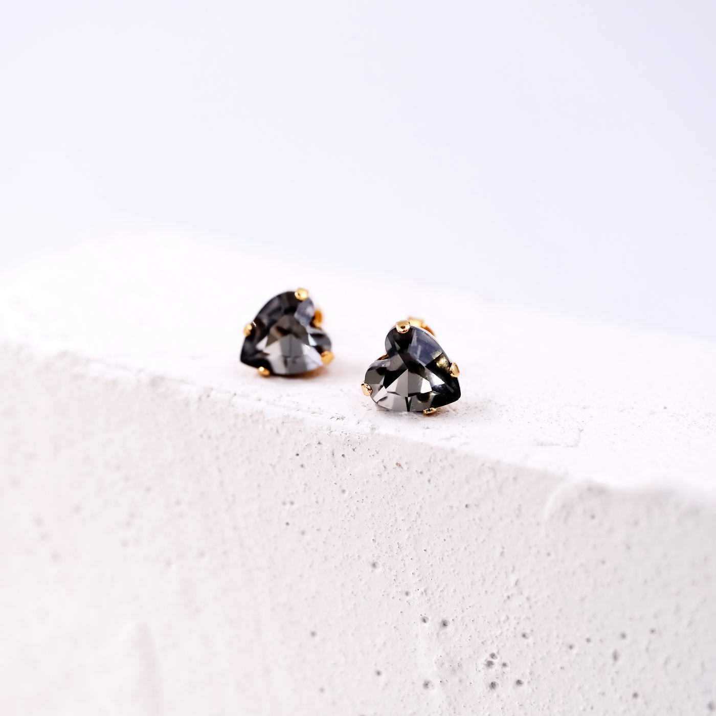 Stud earrings "Precious Heart" with Austrian crystals — Earrings from Toolittle — additional view 3