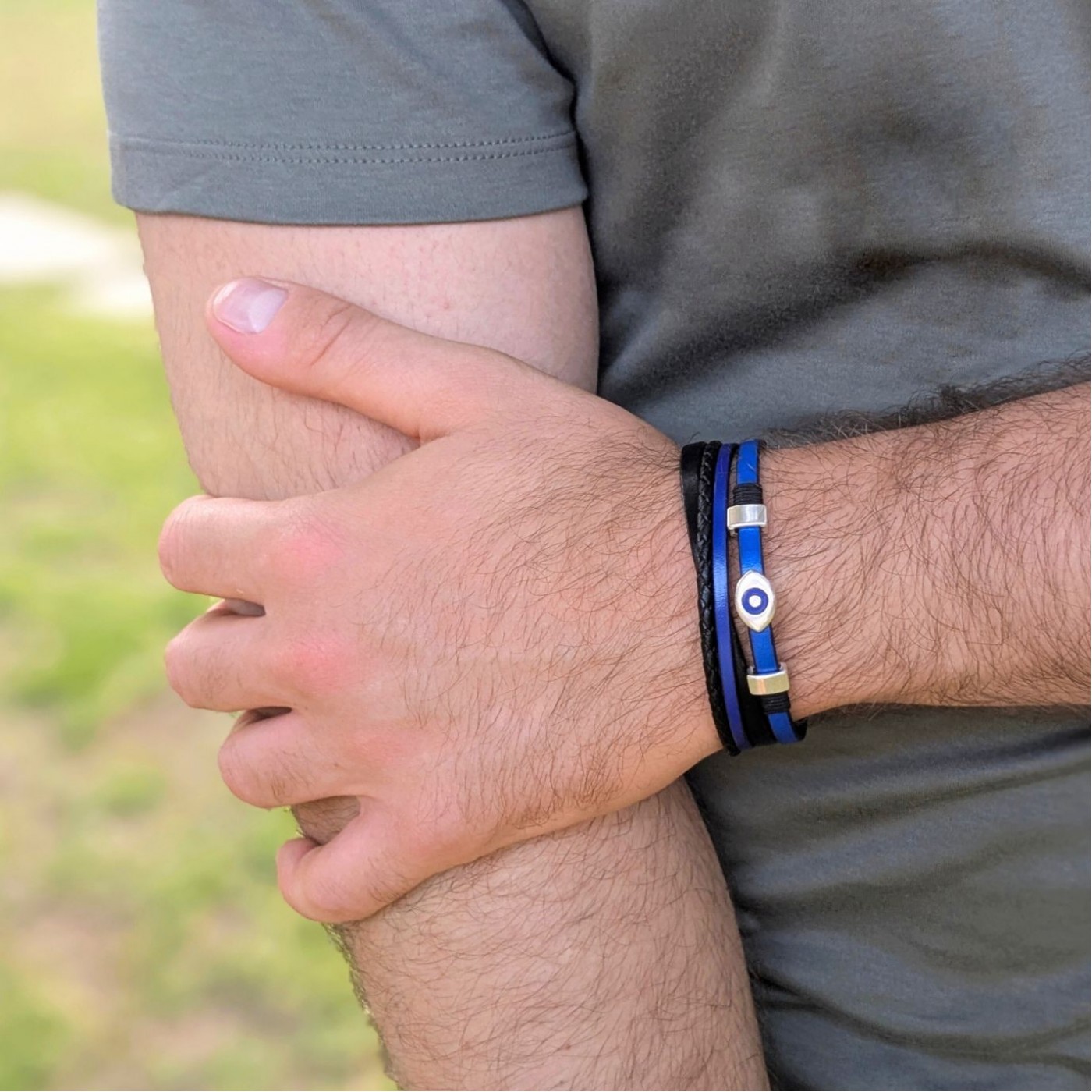 Evil Eye Leather Men's Bracelet — Bracelets from Toolittle — additional view 3