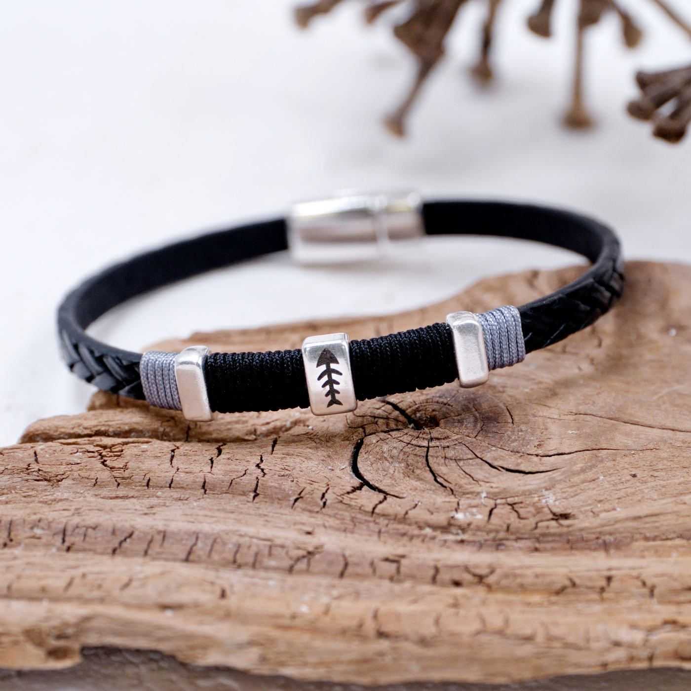 Fishbone PU Leather Men's Bracelet — Bracelets from Toolittle — additional view 2