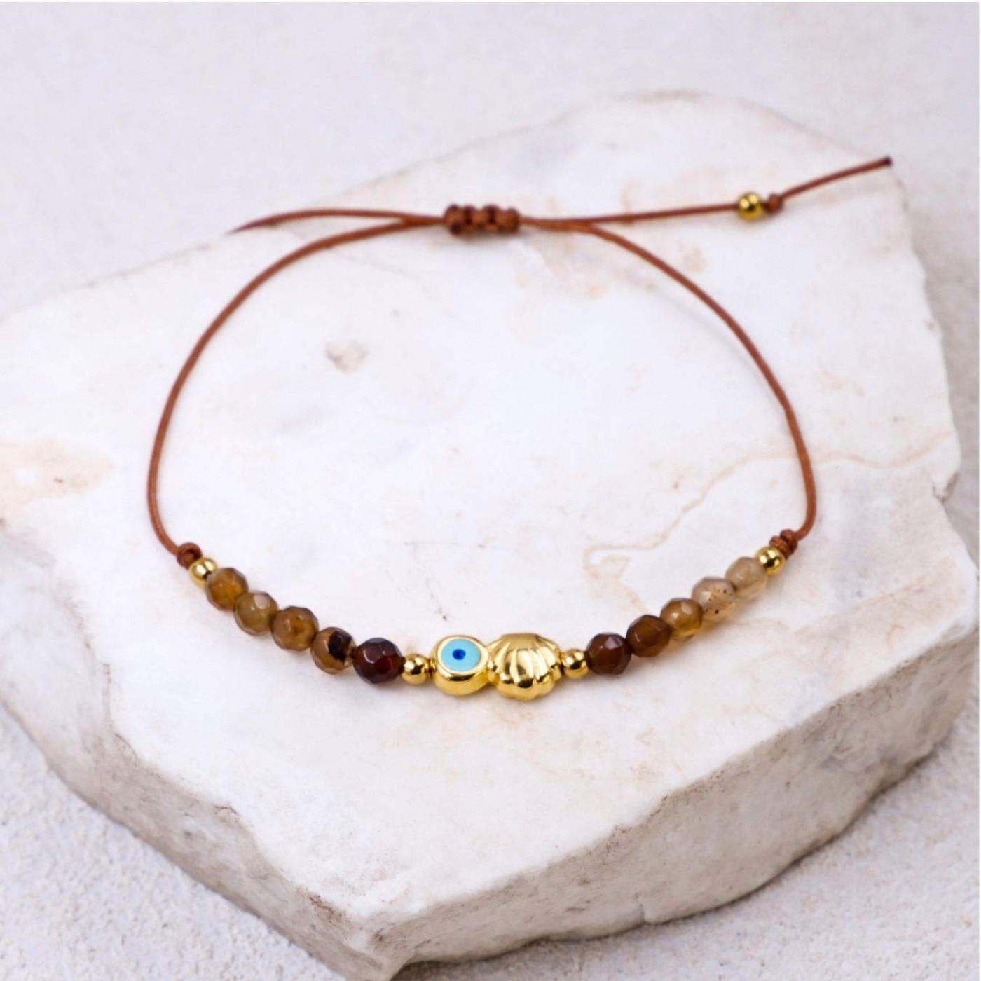 Macramé Bracelet with Evil Eye & Seashell | Color Select — Bracelets from Toolittle — additional view 6
