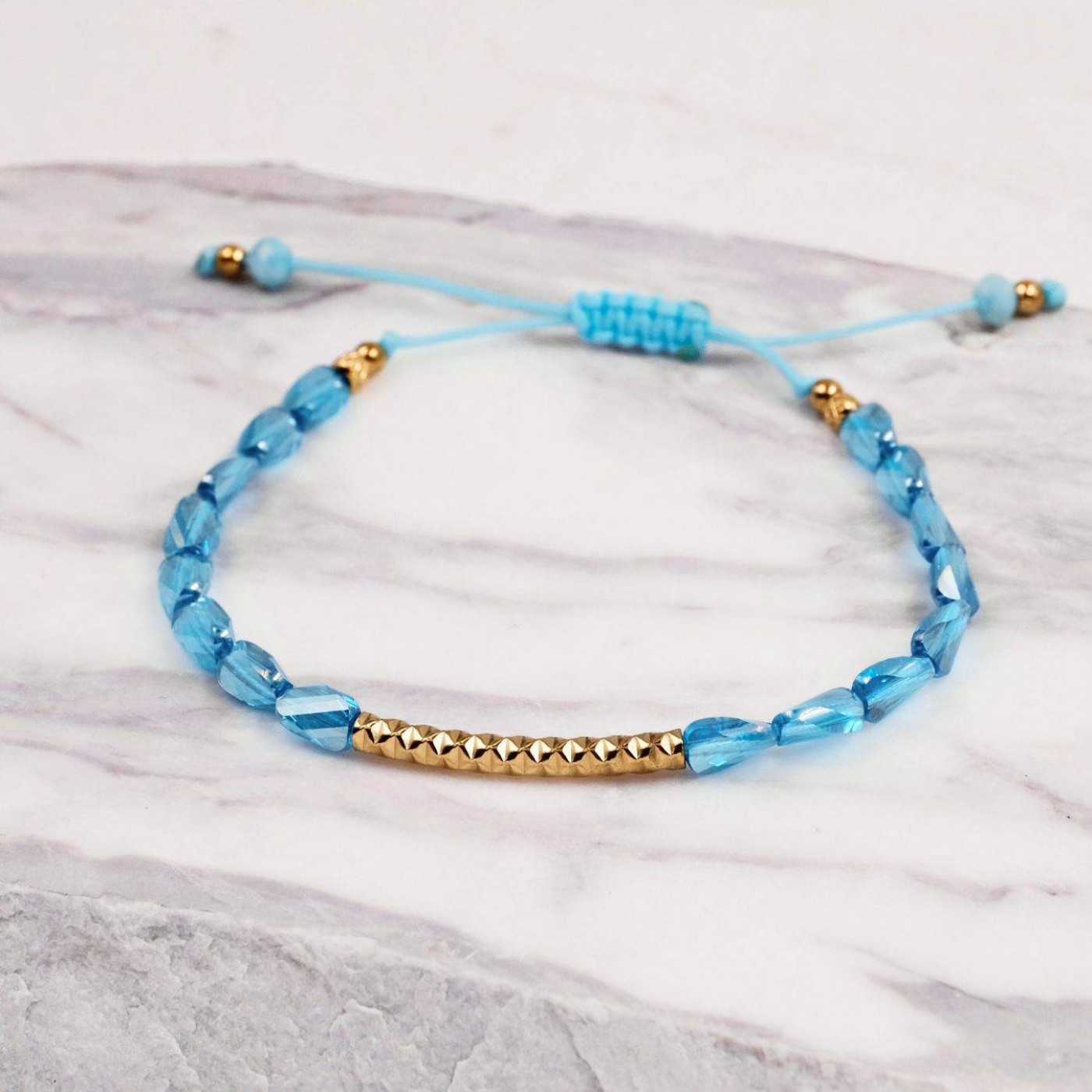 Macramé Bracelet with Crystals & Semiprecious Stones | Turquoise — Bracelets from Toolittle — additional view 5