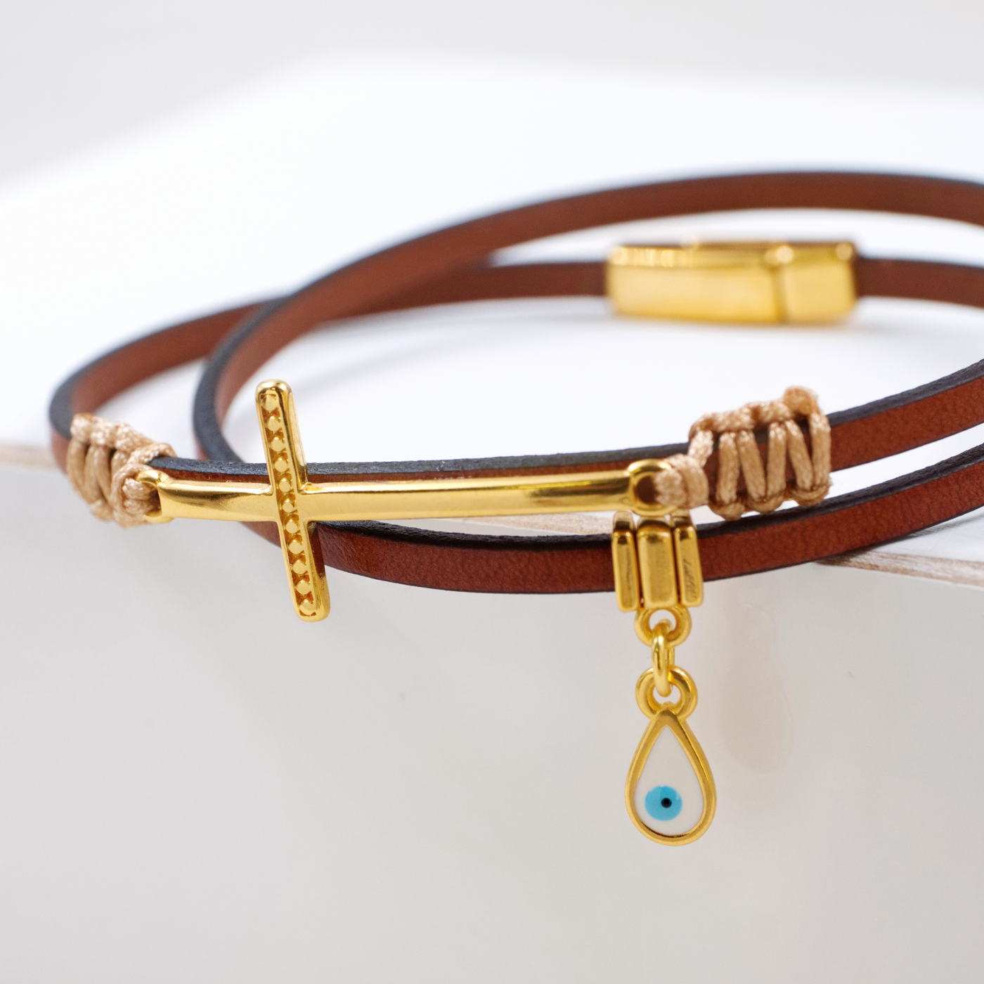 Cross Double-wrapped Leather Bracelet — Bracelets from Toolittle — additional view 2