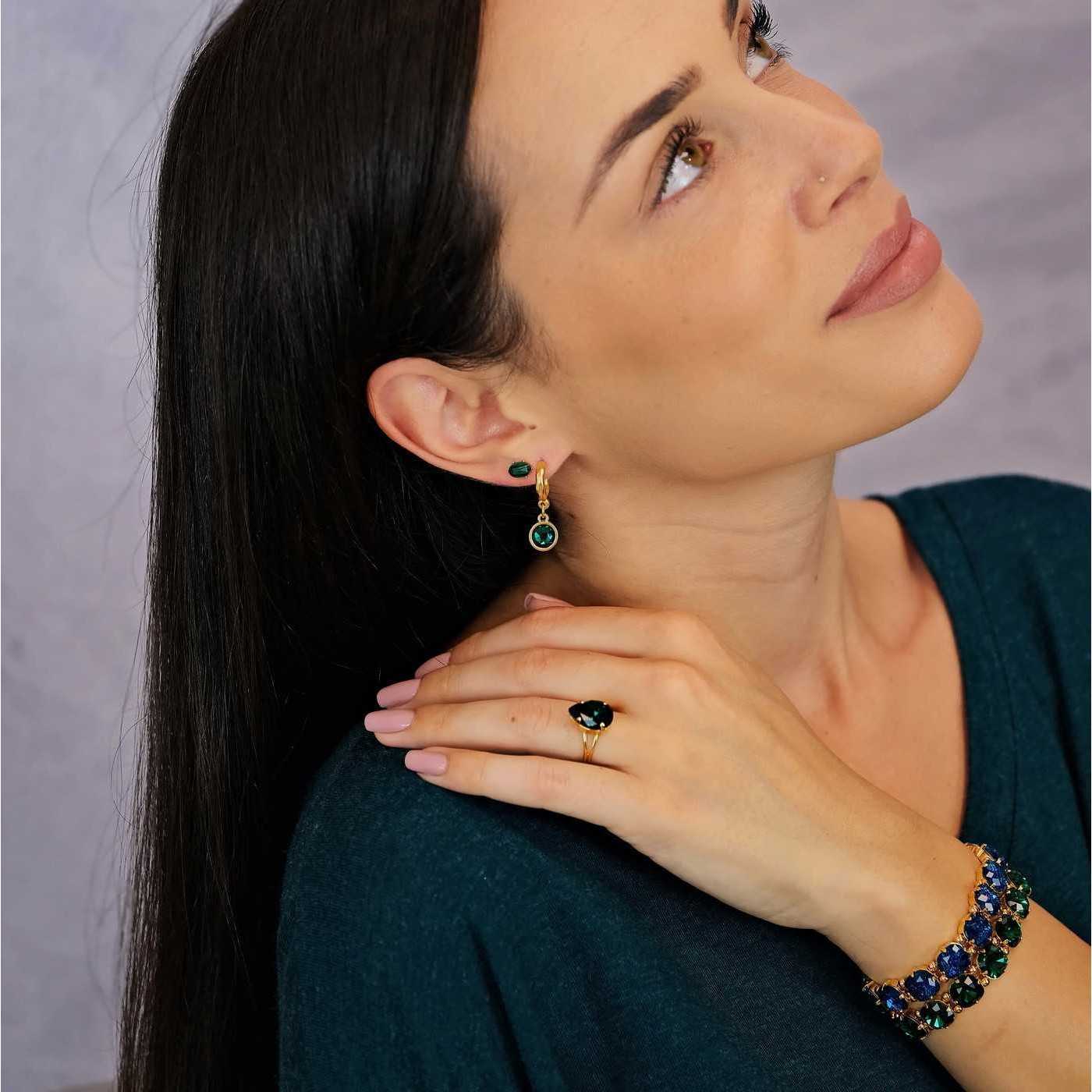 Gold-plated hoop earrings with crystals — Earrings from Toolittle — additional view 4