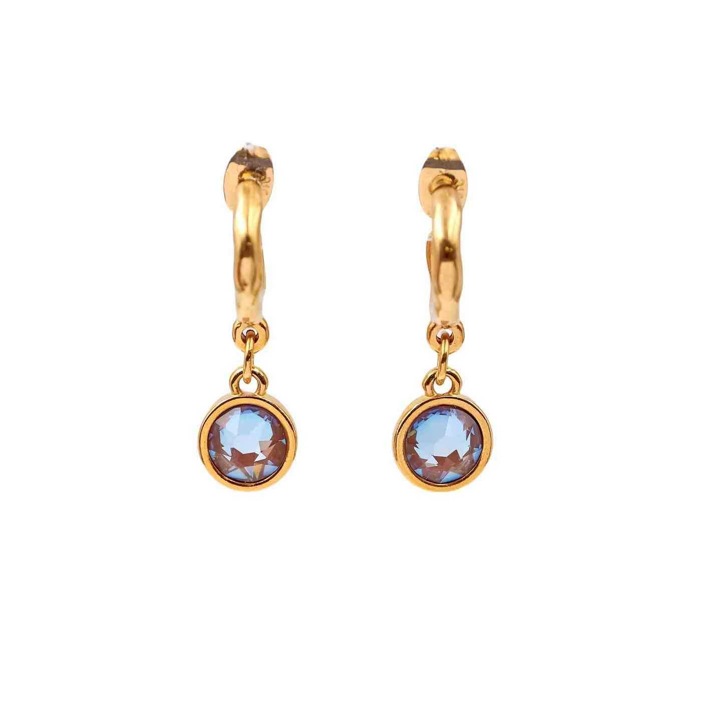 Gold-plated hoop earrings with crystals — Earrings from Toolittle — additional view 2