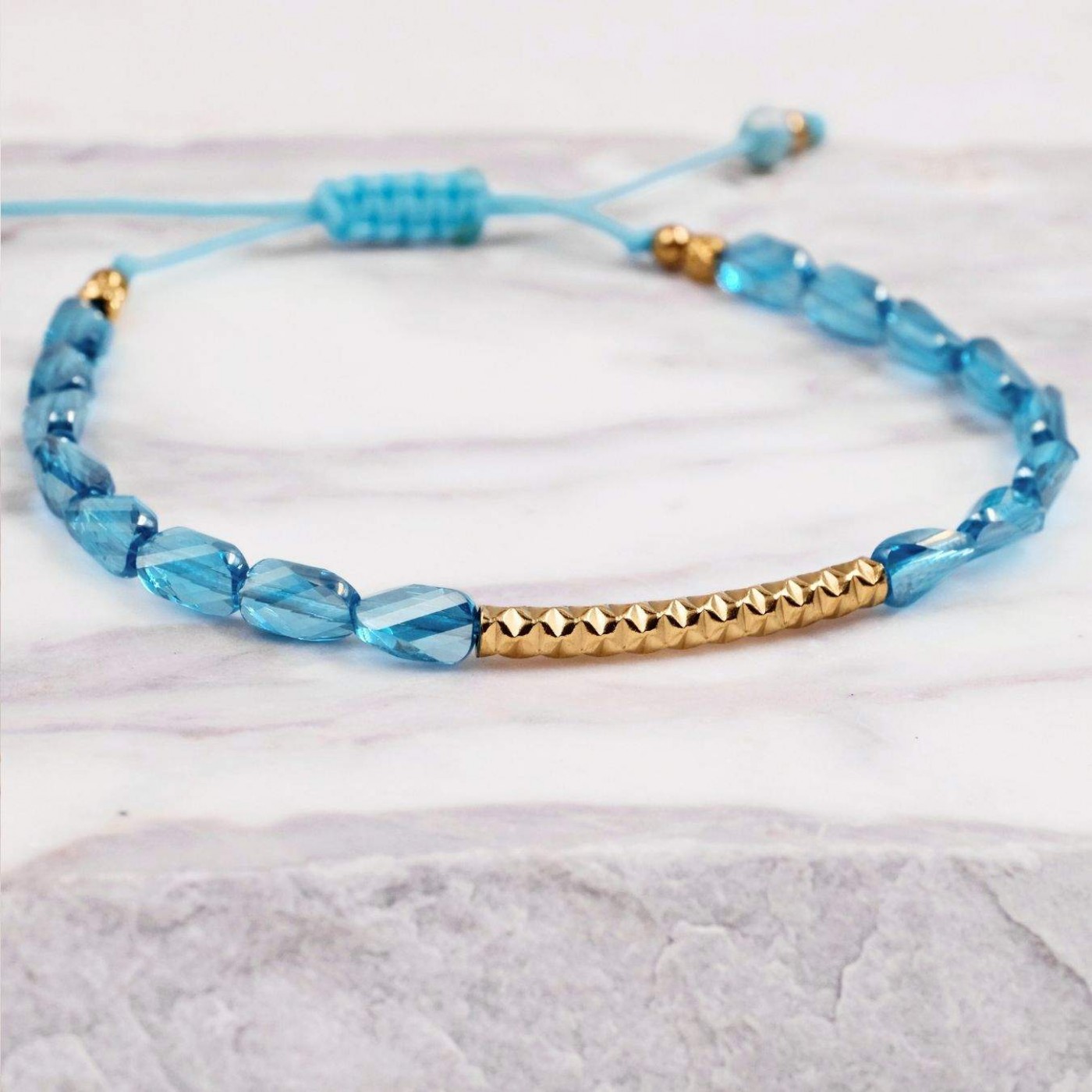 Macramé Bracelet with Crystals & Semiprecious Stones | Turquoise — Bracelets from Toolittle — additional view 2