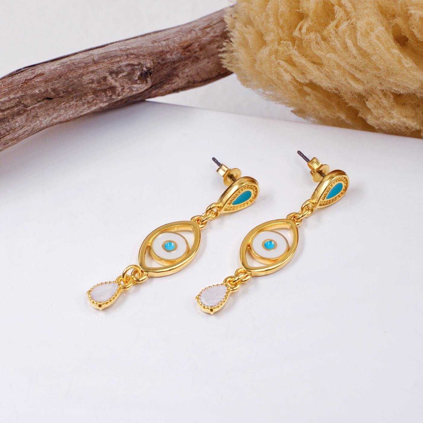 Evil eyes earrings with glittered enamel — Earrings from Toolittle — additional view 3