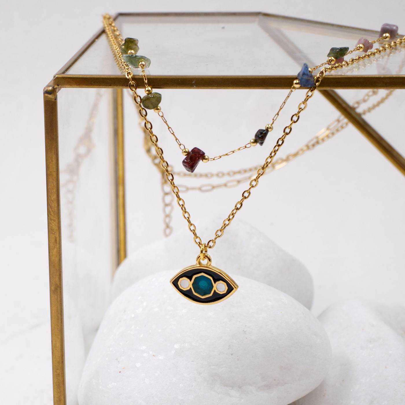 Enamel Eye Layered Necklace — Necklaces from Toolittle — additional view 2