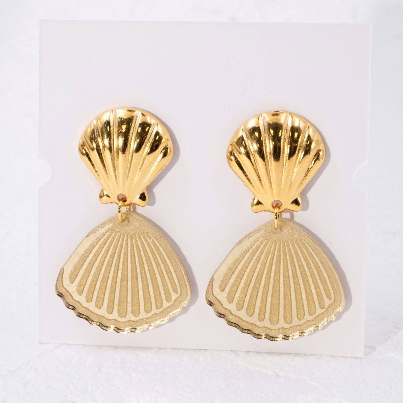 Gold-plated Sea Shell Earrings — Earrings from Toolittle — additional view 3
