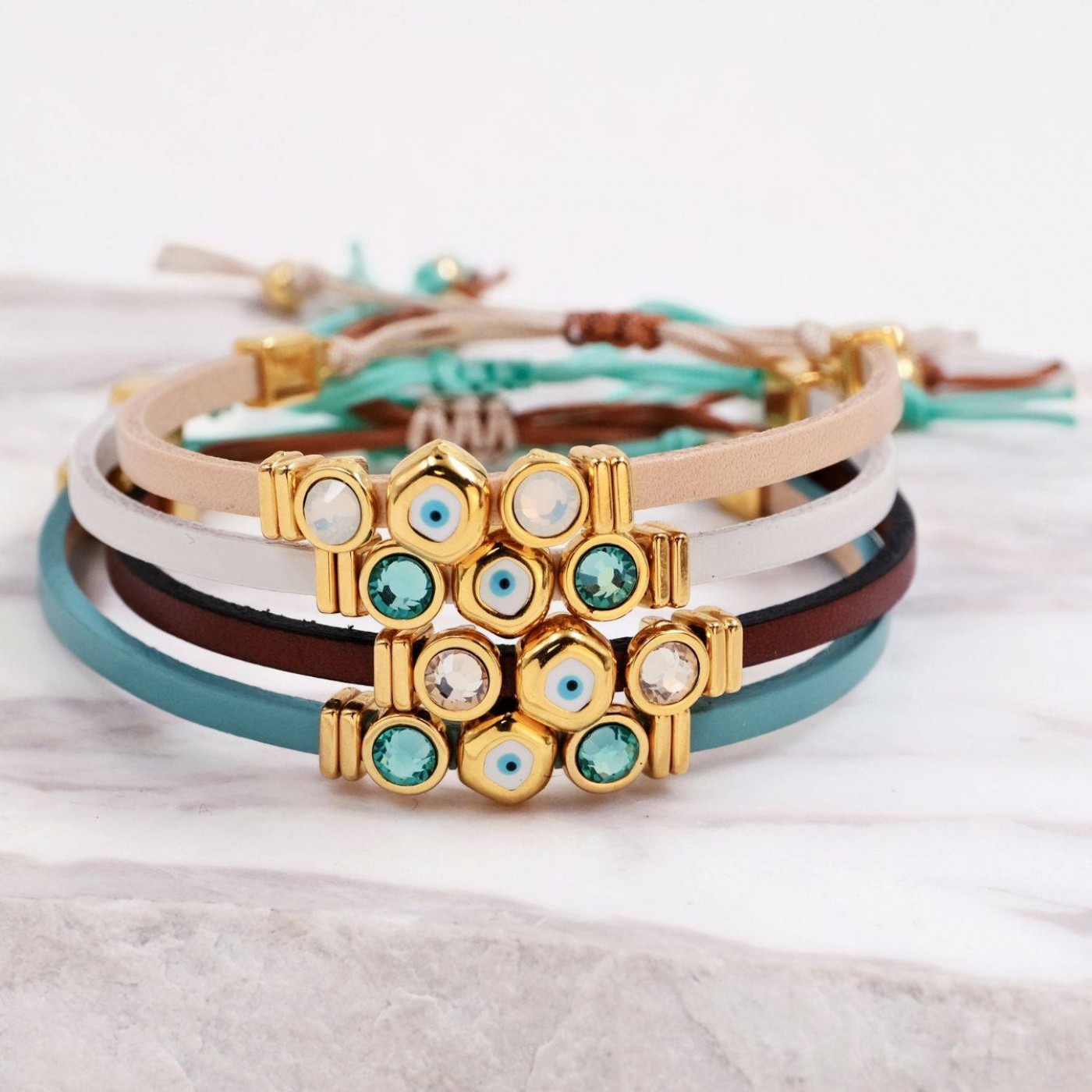 Leather Bracelets | Pebble Evil Eye — Bracelets from Toolittle — additional view 12