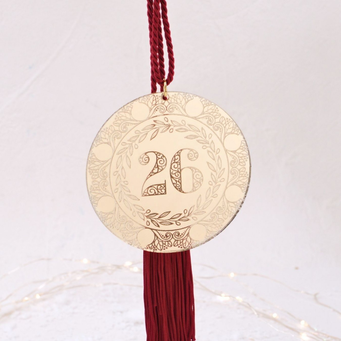 Handmade 2026 Good Luck Charm – Gold Mirror Plexiglass Disc with “26” Engraving — Pendants & charms from Toolittle — additional view 2