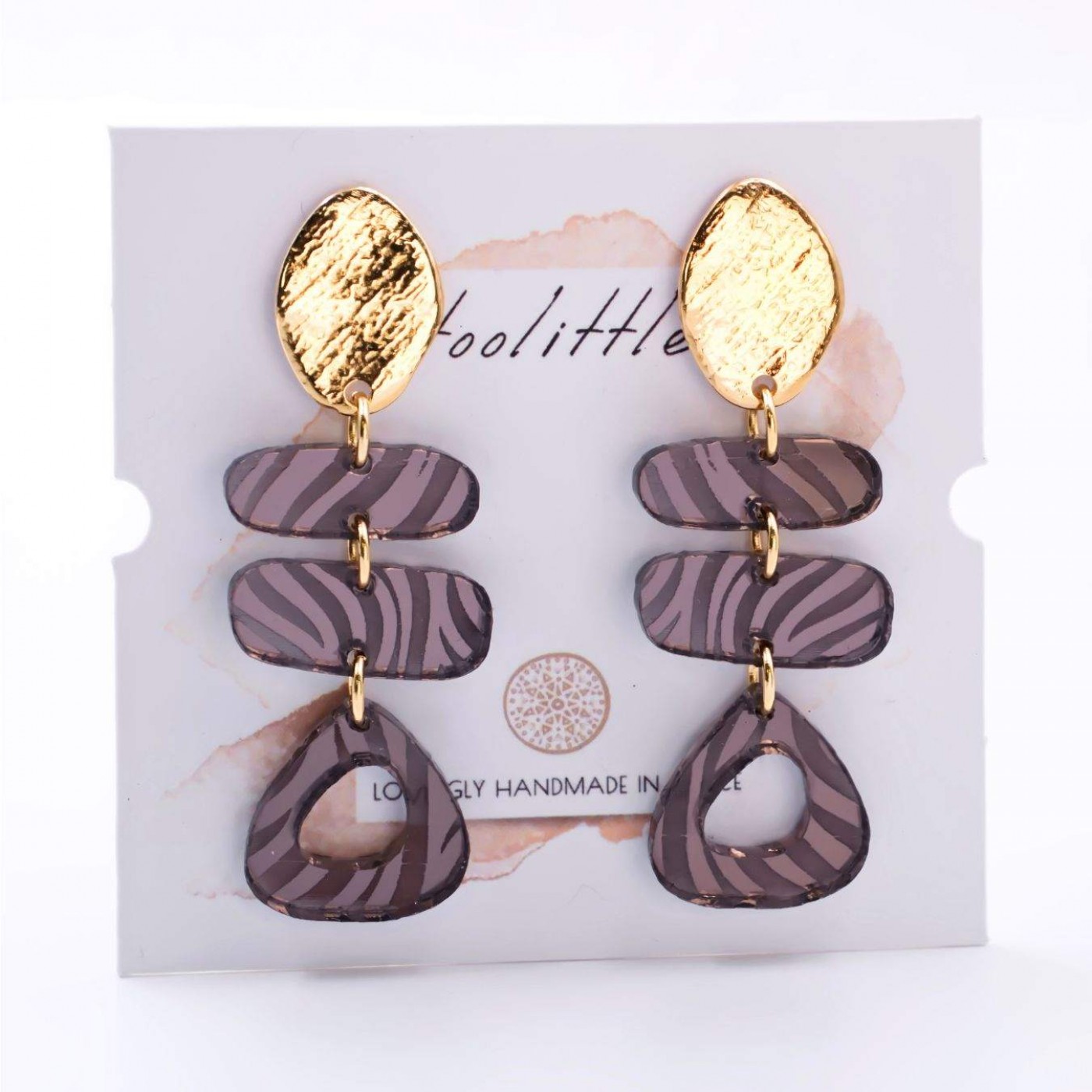 Dangle Earrings - Gold Plating & Animal Print — Earrings from Toolittle — additional view 2