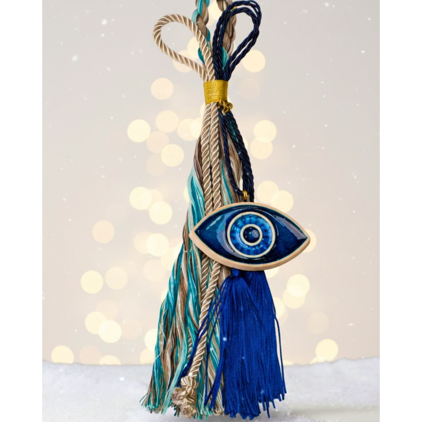 Hanging Lucky Charm with Ceramic Evil Eye & Enamel — Pendants & charms from Toolittle — additional view 3