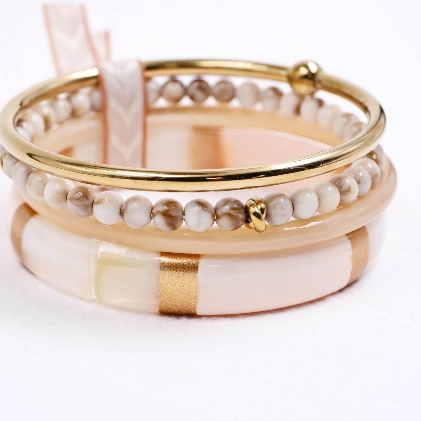 Set of Stainless Steel Bracelet - Beige — Bracelets from Toolittle — additional view 5