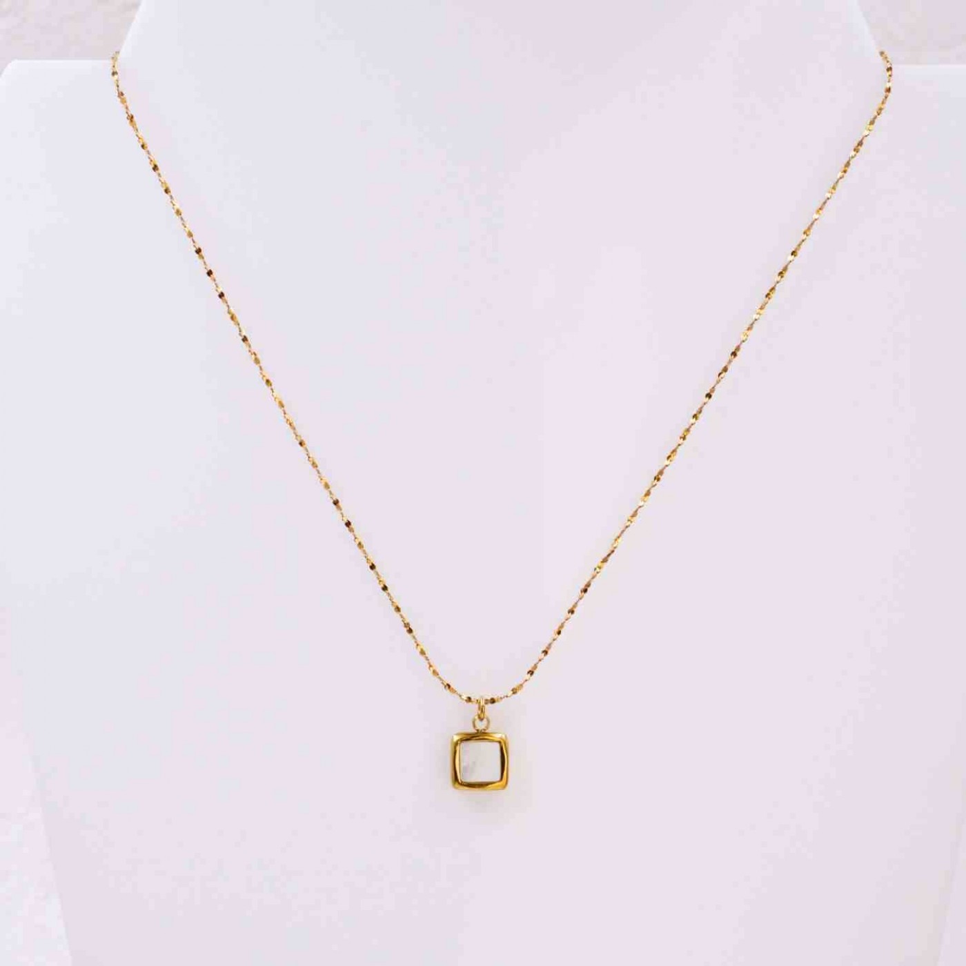Gold-plated Necklace - Stainless Steel & Mother of Pearl — Necklaces from Toolittle — additional view 3