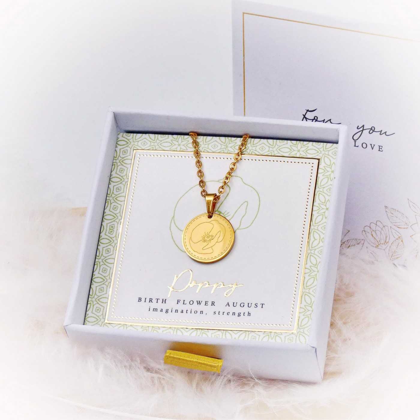 Birth Flower Necklace- Poppy for August — Necklaces from Toolittle — additional view 2