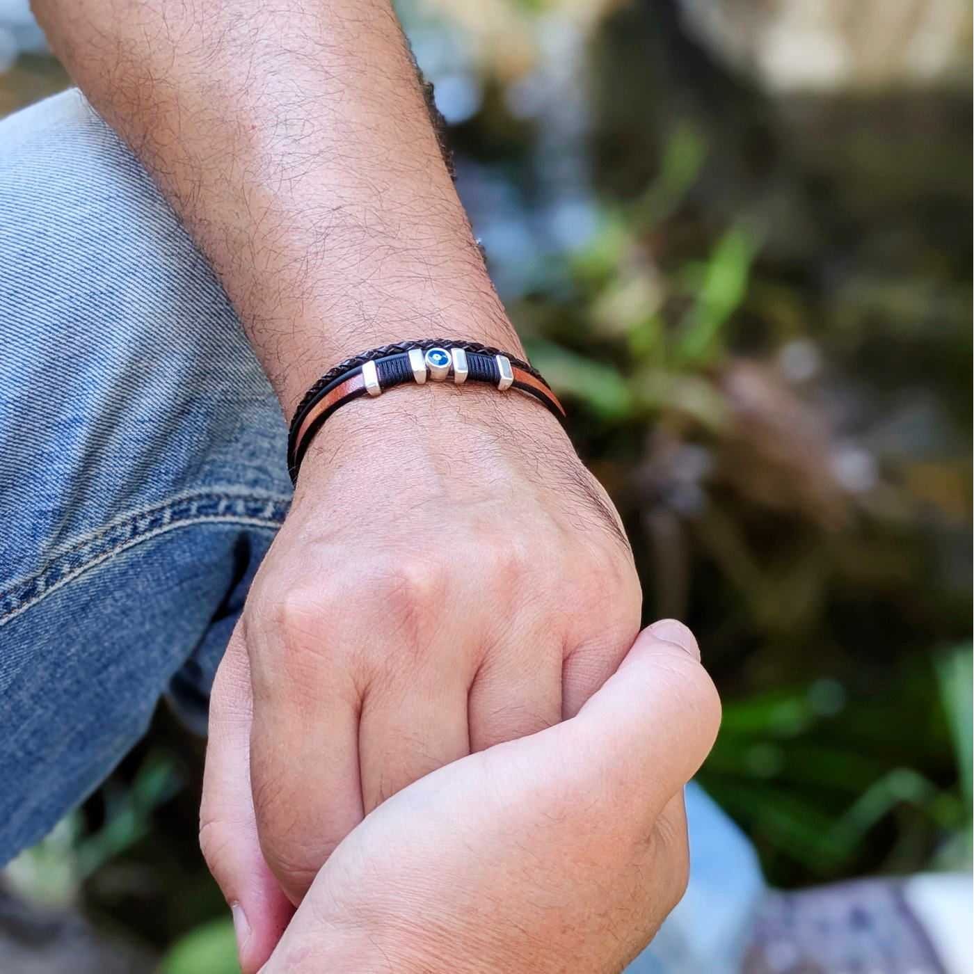 Evil Eye Leather Men's Bracelet — Bracelets from Toolittle — additional view 4