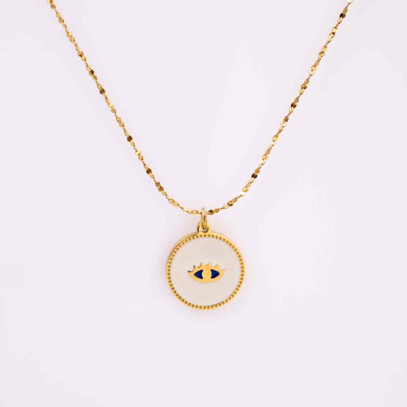 Gold-plated Eye Necklace - Stainless Steel & Enamel — Necklaces from Toolittle — additional view 3