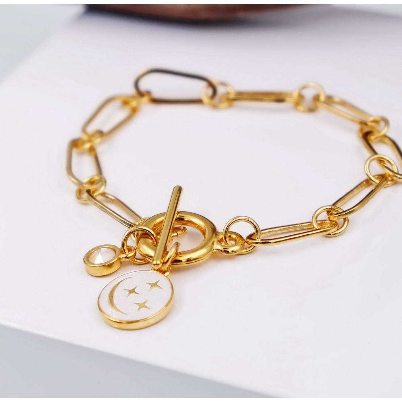 Chain bracelet with enamel and crystal — Bracelets from Toolittle — additional view 4