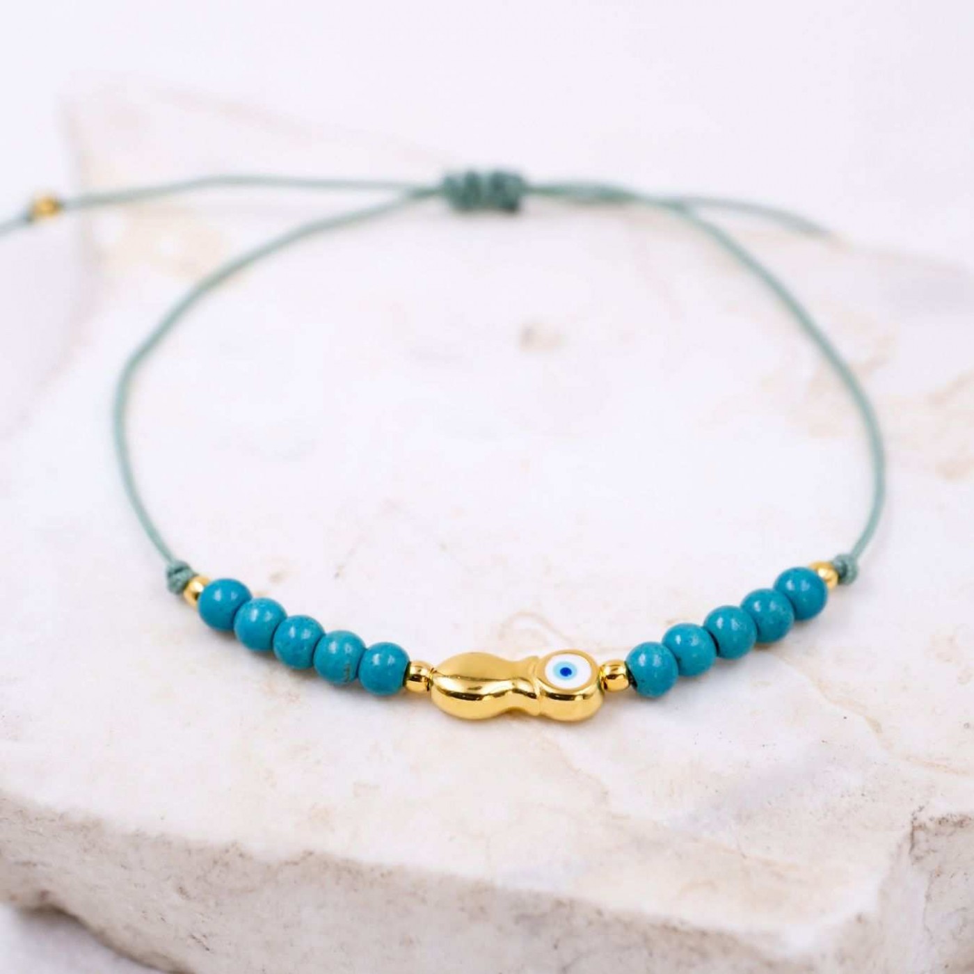 Macramé Bracelet with Gold-Plated Evil Eye & Fish | Handmade — Bracelets from Toolittle — additional view 10