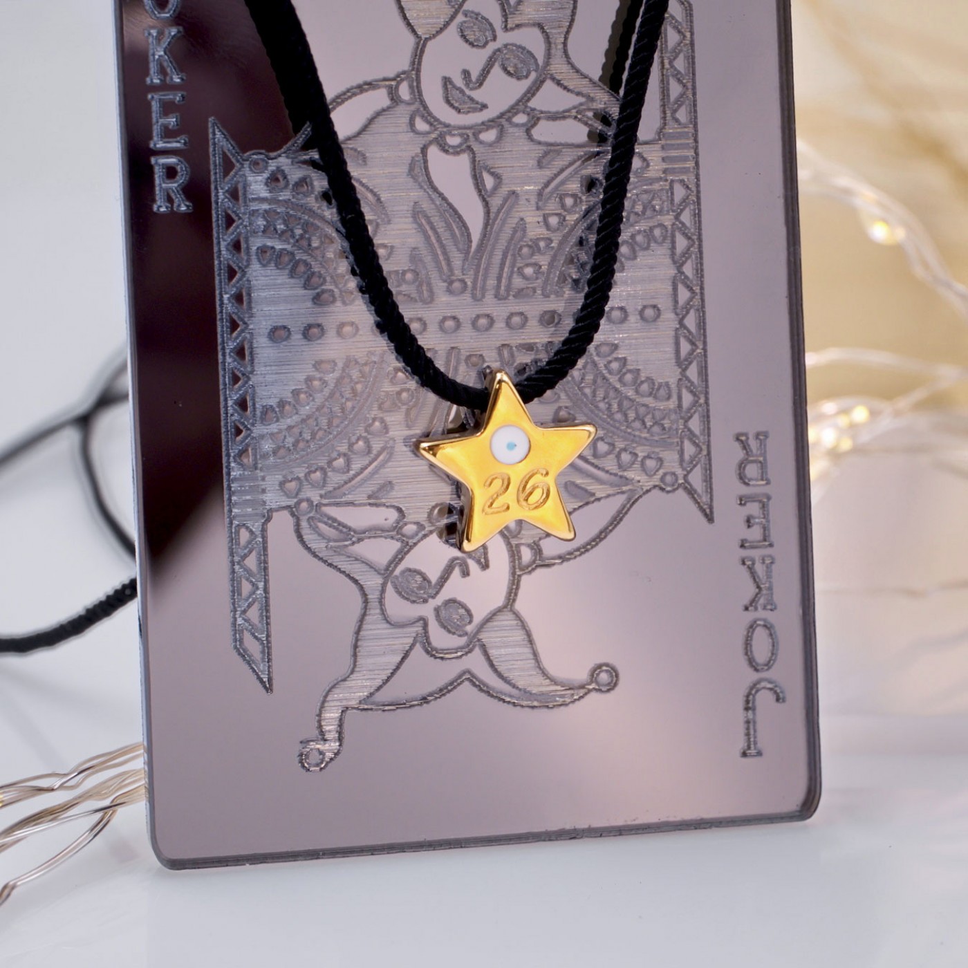 Handmade Lucky Necklace - '26 Star Pendant & "Joker" Card — Pendants & charms from Toolittle — additional view 2