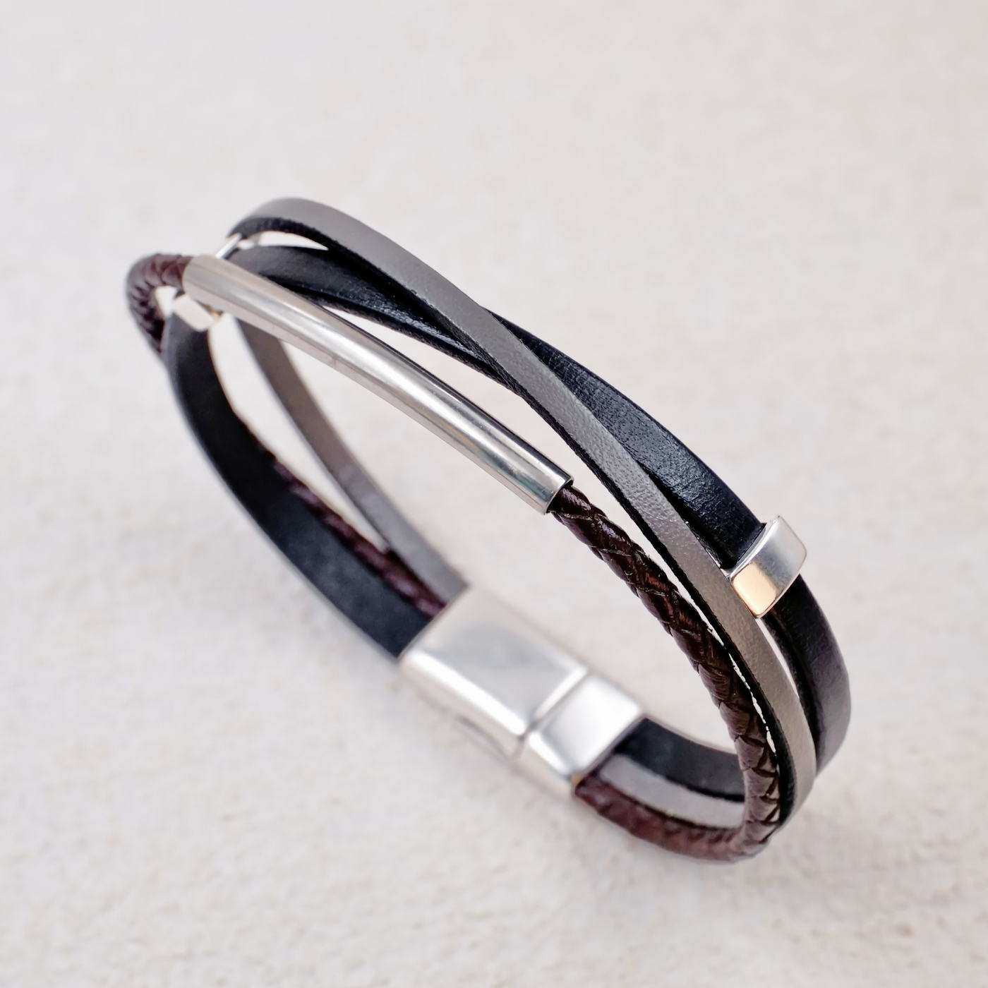 Multi Leather Men's Bracelet — Bracelets from Toolittle — additional view 2