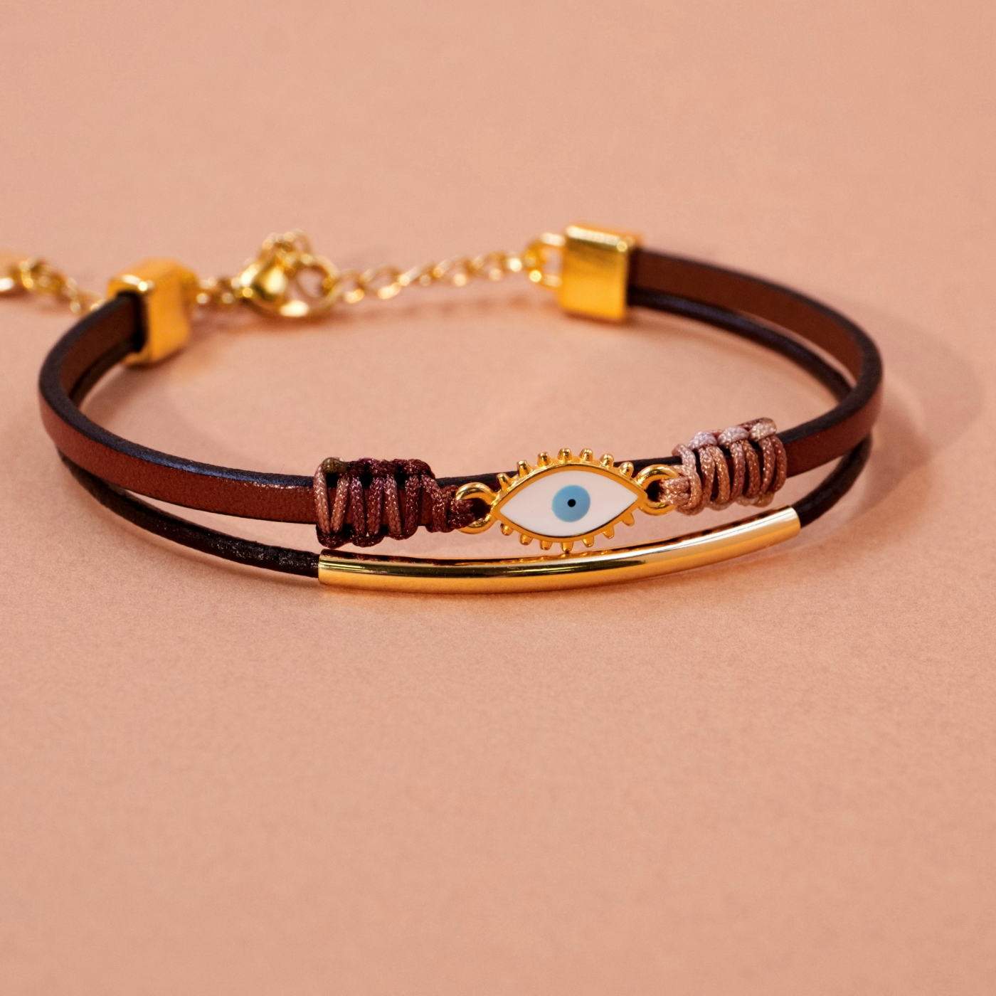 Leather Bracelet with Evil Eye — Bracelets from Toolittle — additional view 2