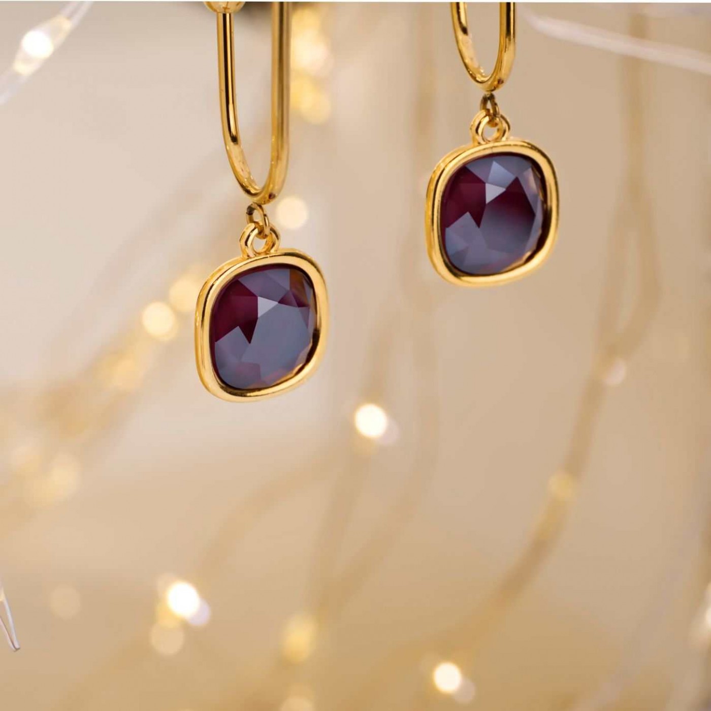 Crystal Collection: Gold-Plated Dangle Earrings — Earrings from Toolittle — additional view 2