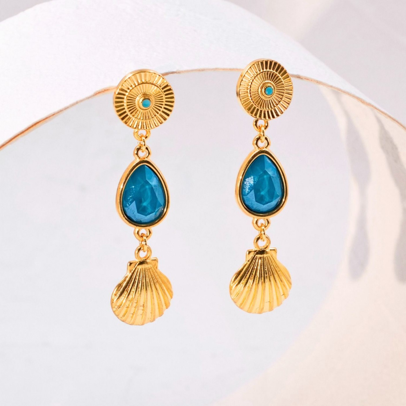 Sea Shell Earrings with Swarovski Crystals — Earrings from Toolittle — additional view 4