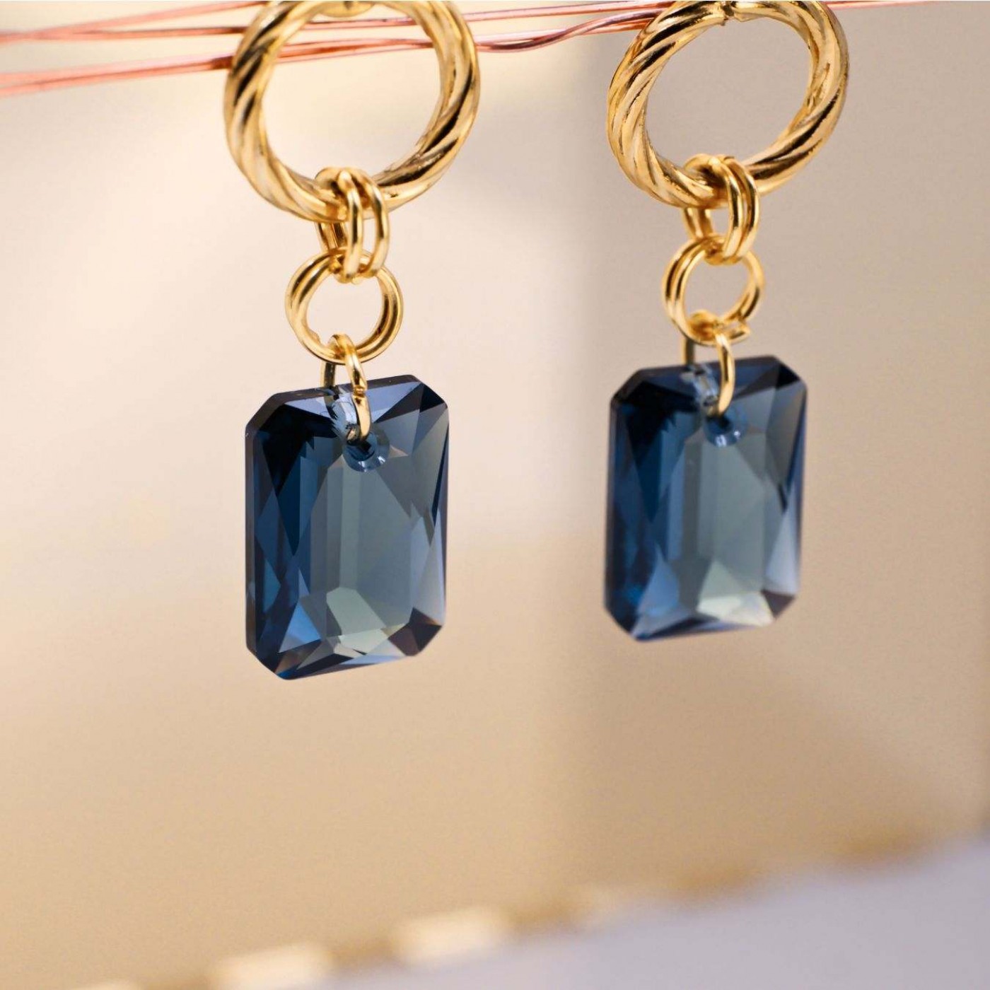 Crystal Collection: Gold-Plated Dangle Earrings — Earrings from Toolittle — additional view 3