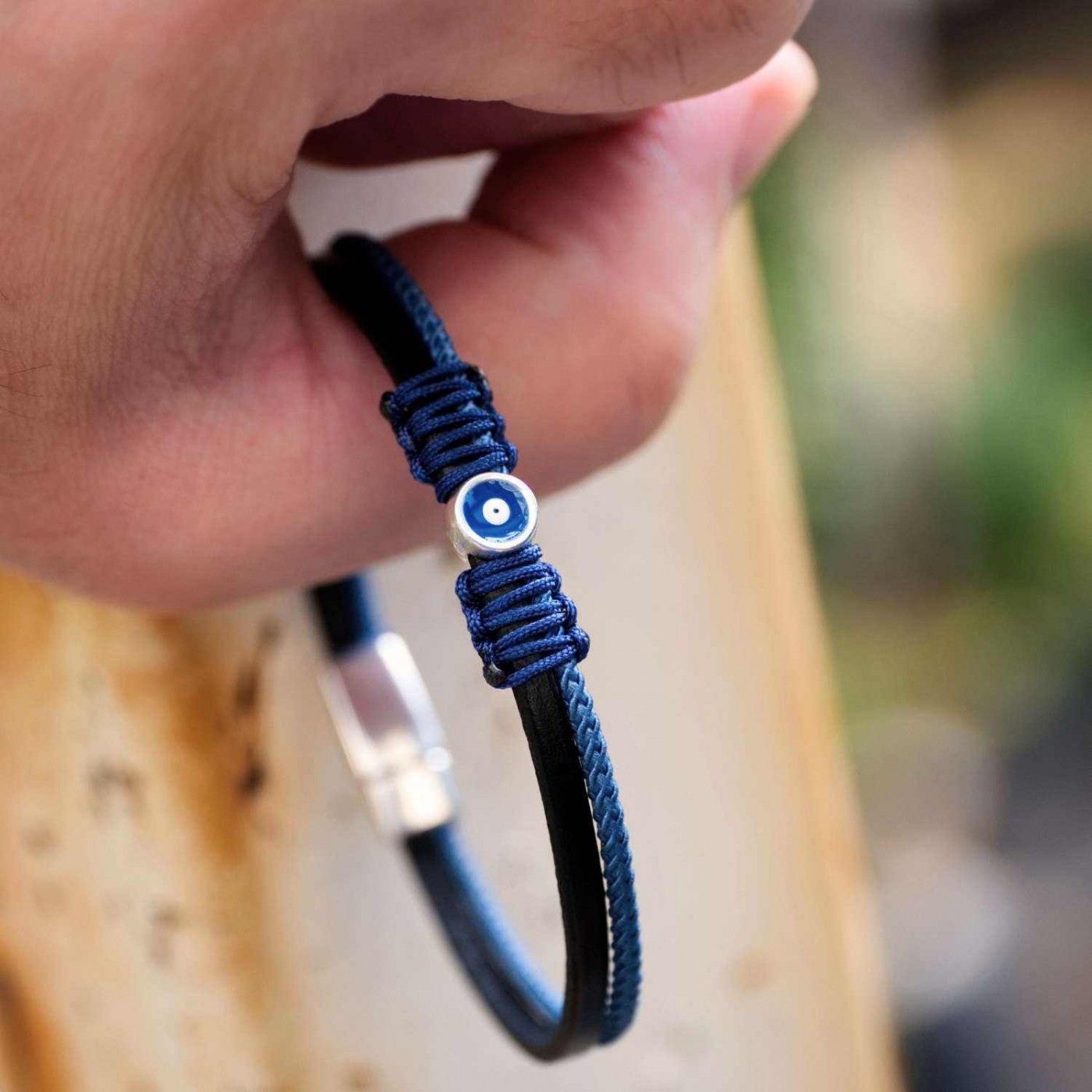 Evil Eye Leather Men's Bracelet — Bracelets from Toolittle — additional view 3