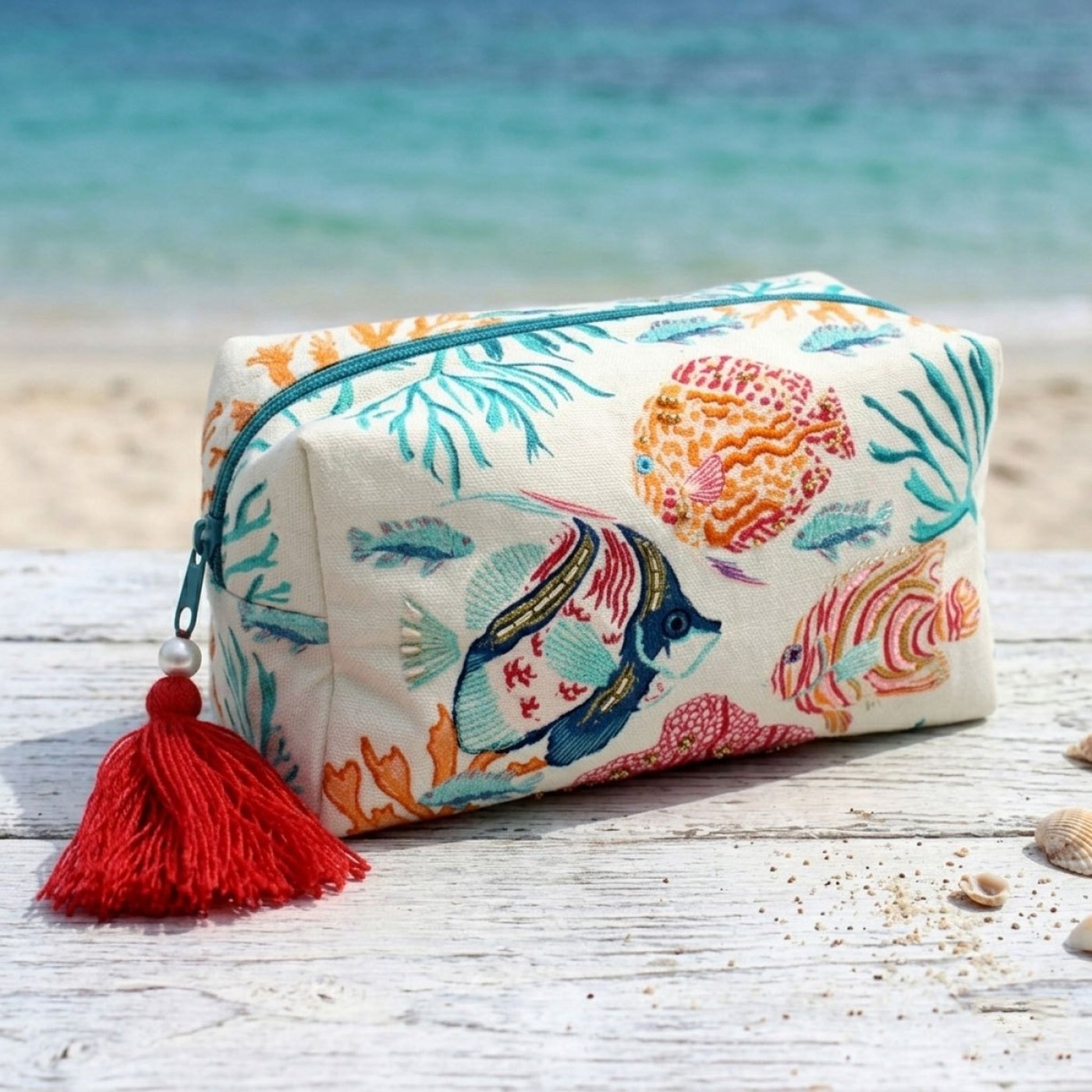 Coral Fish Cosmetic Bag