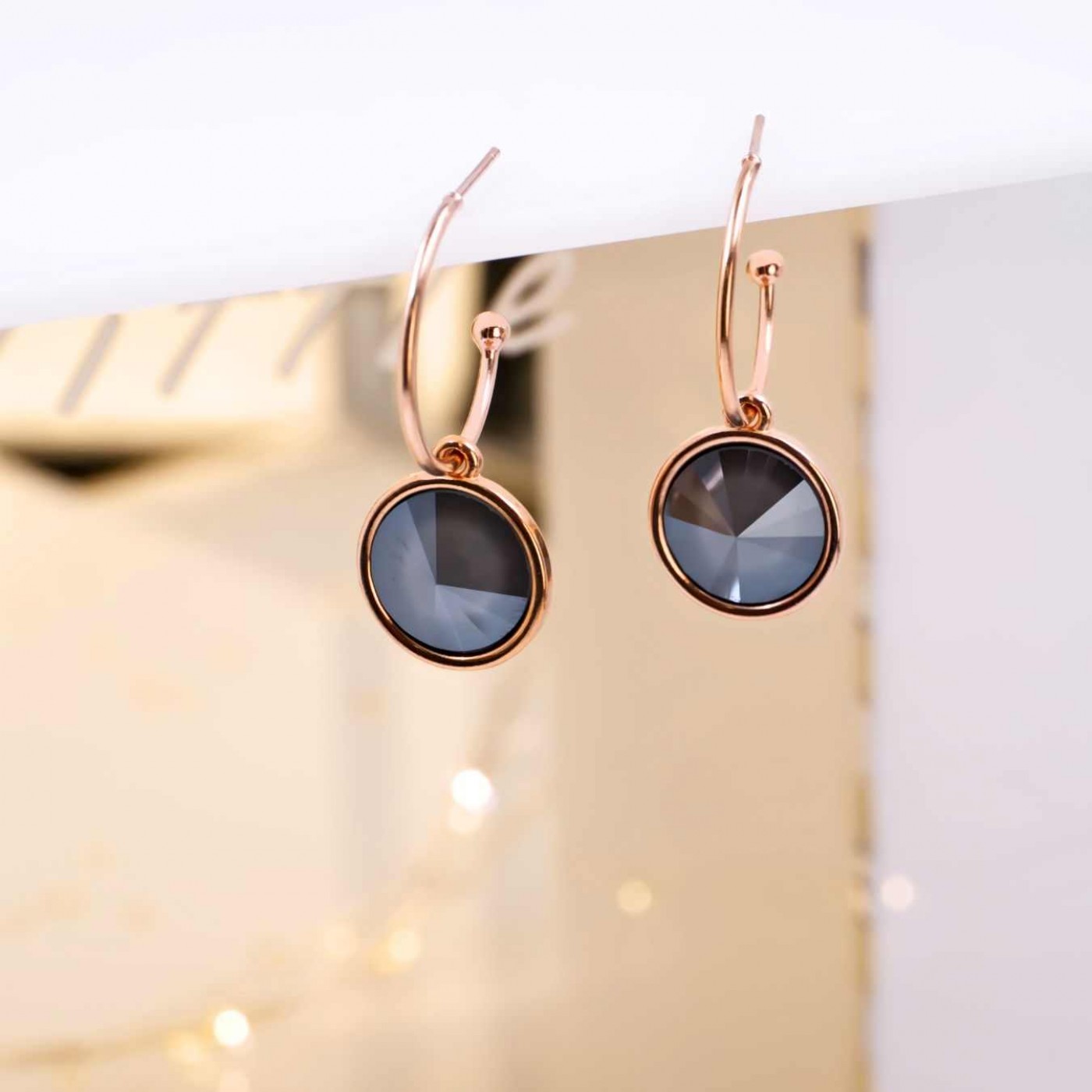 Crystal Collection: Rose Gold-Plated Hoop Earrings — Earrings from Toolittle — additional view 2