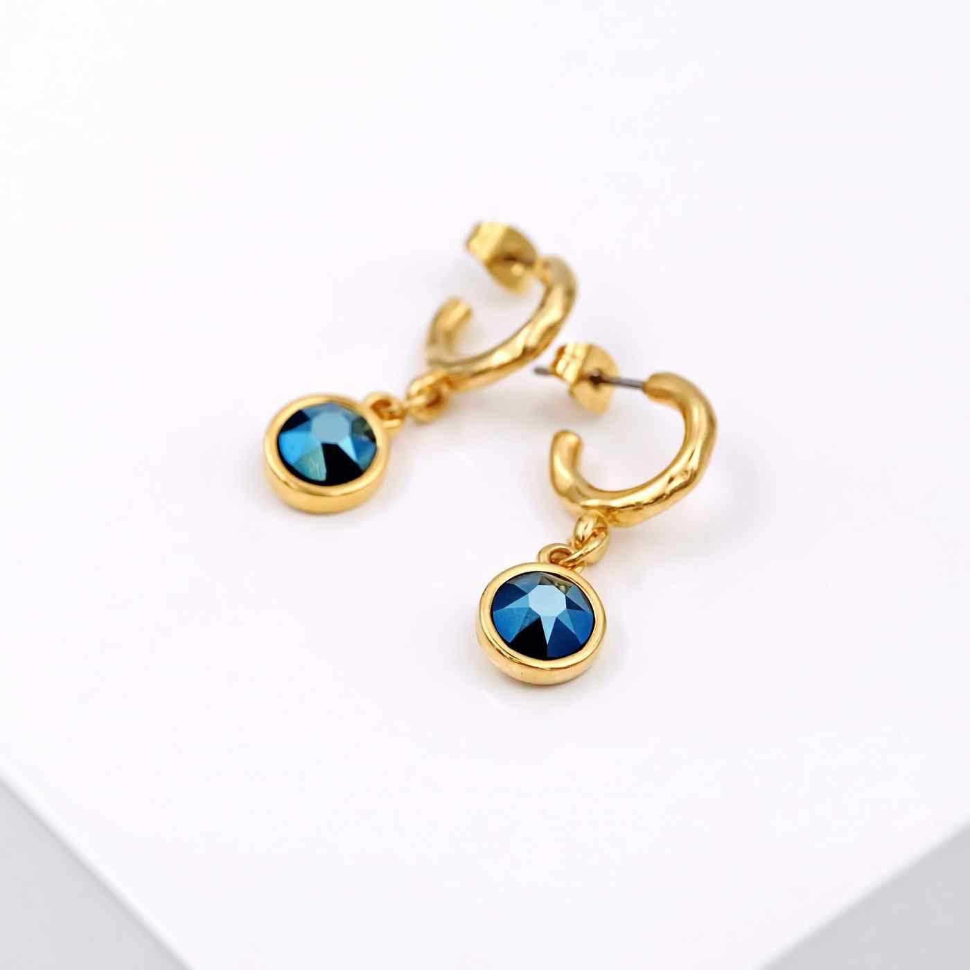 Gold-plated hoop earrings with crystals — Earrings from Toolittle — additional view 4