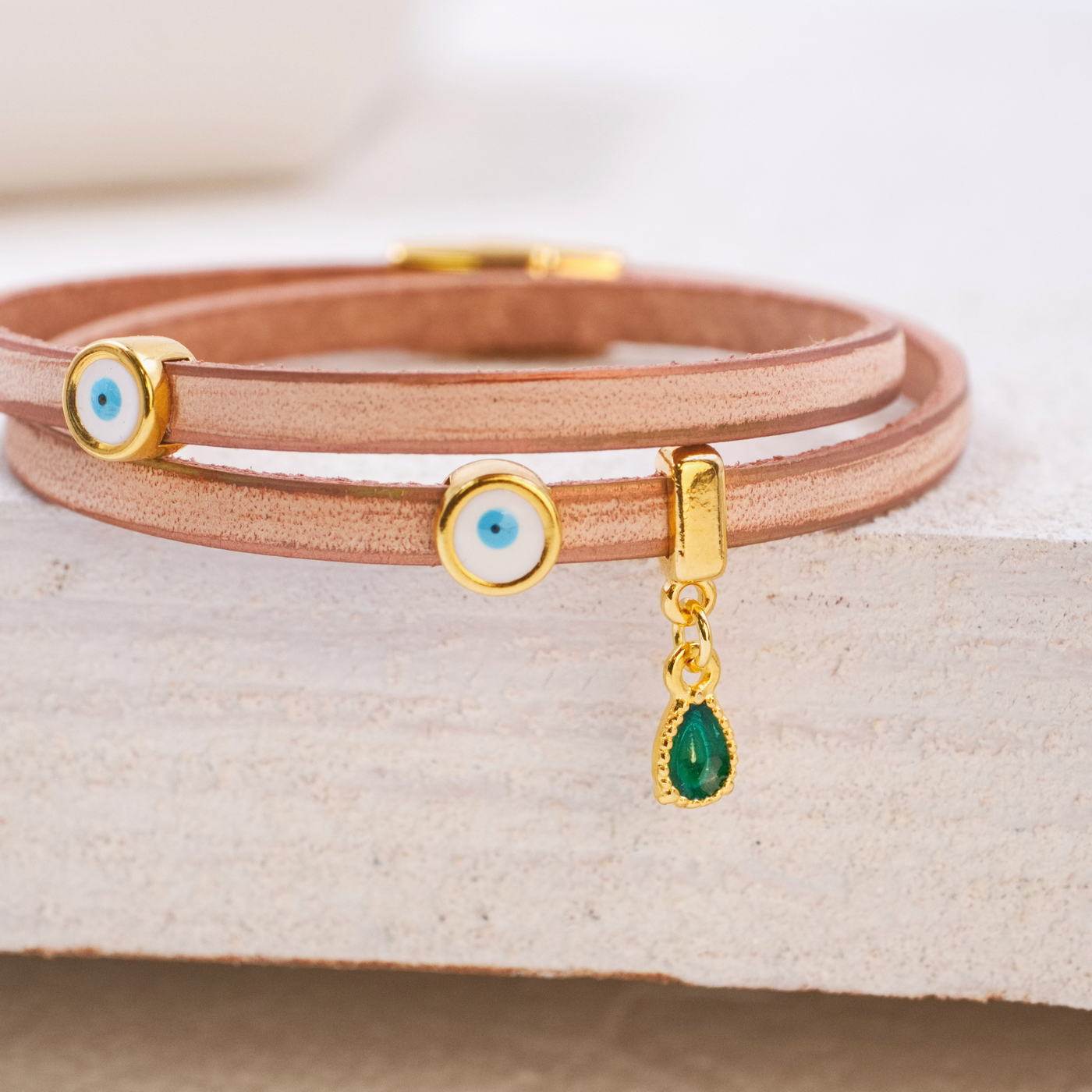 Evil Eye Double-wrapped Leather Bracelet — Bracelets from Toolittle — additional view 2