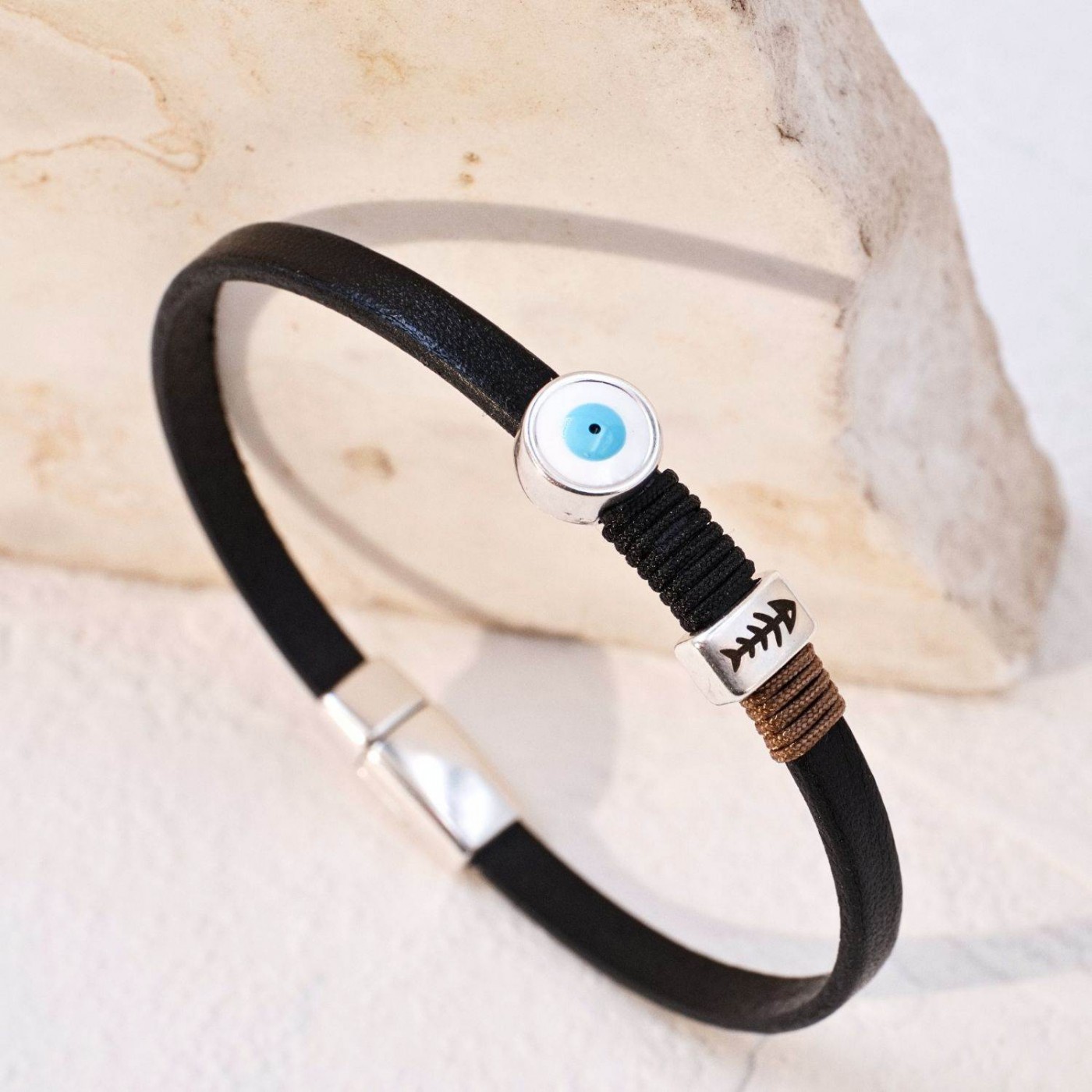Evil Eye Leather Men's Bracelet