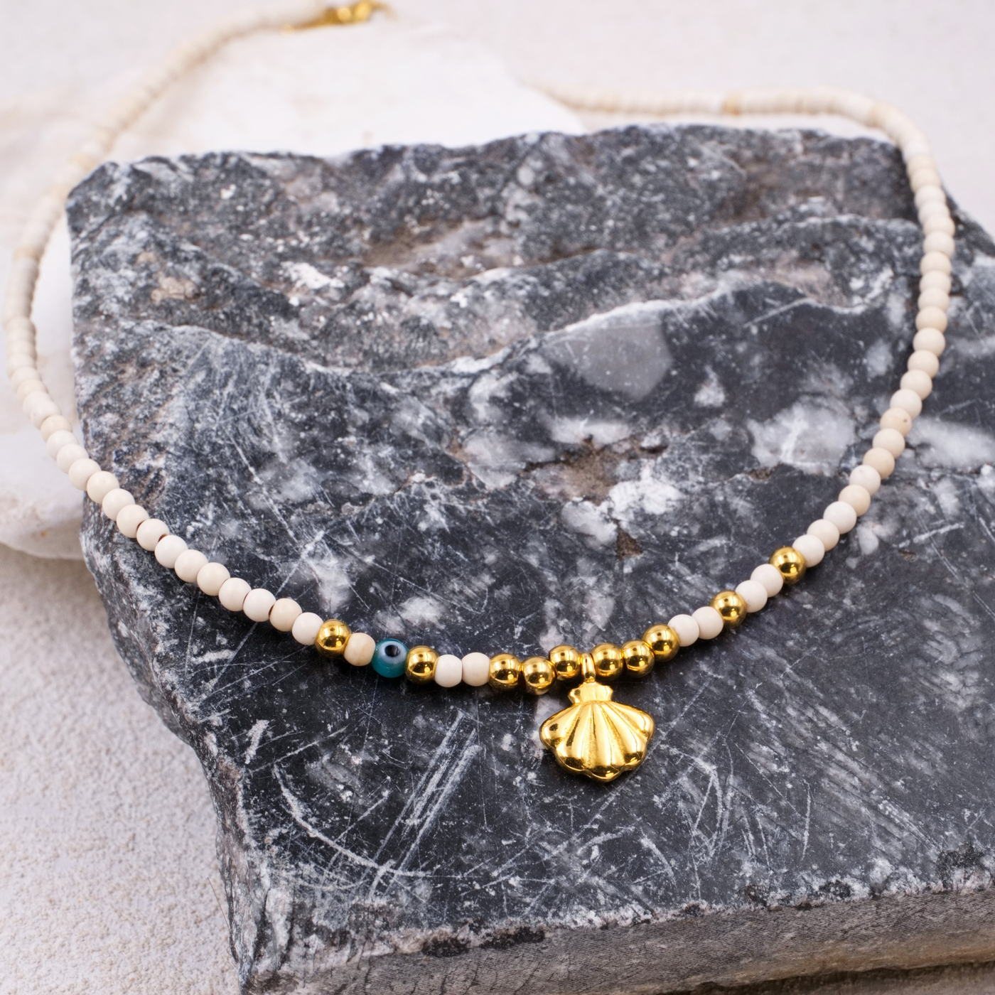 Gold-plated Shell - Howlite Necklace | Color Option — Necklaces from Toolittle — additional view 6